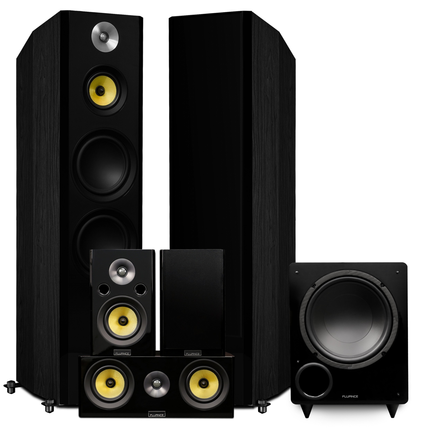 Fluance Signature HiFi Surround Sound Home Theater 5.1 Speaker System - Black Ash