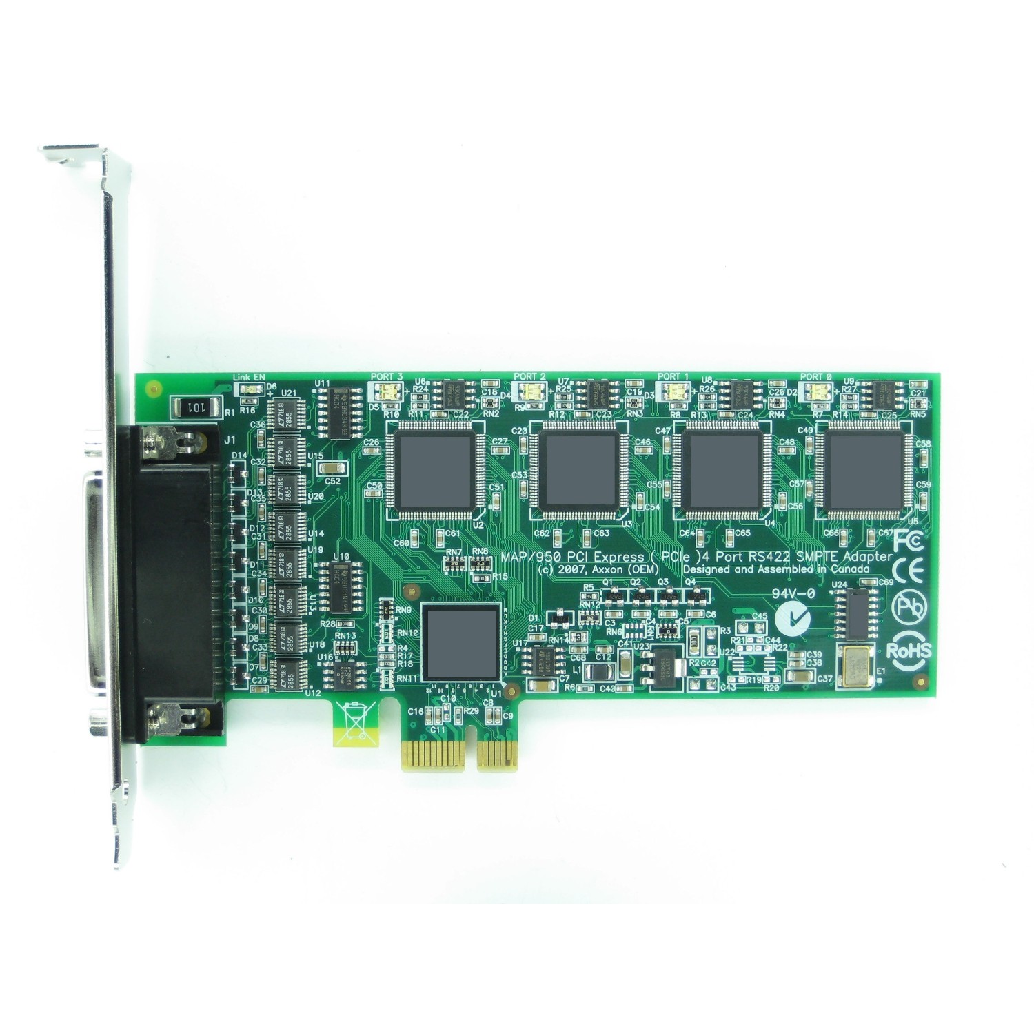 Axxon LF755KB PCI Express 4 Port RS422 SMPTE Serial Card Adapter
