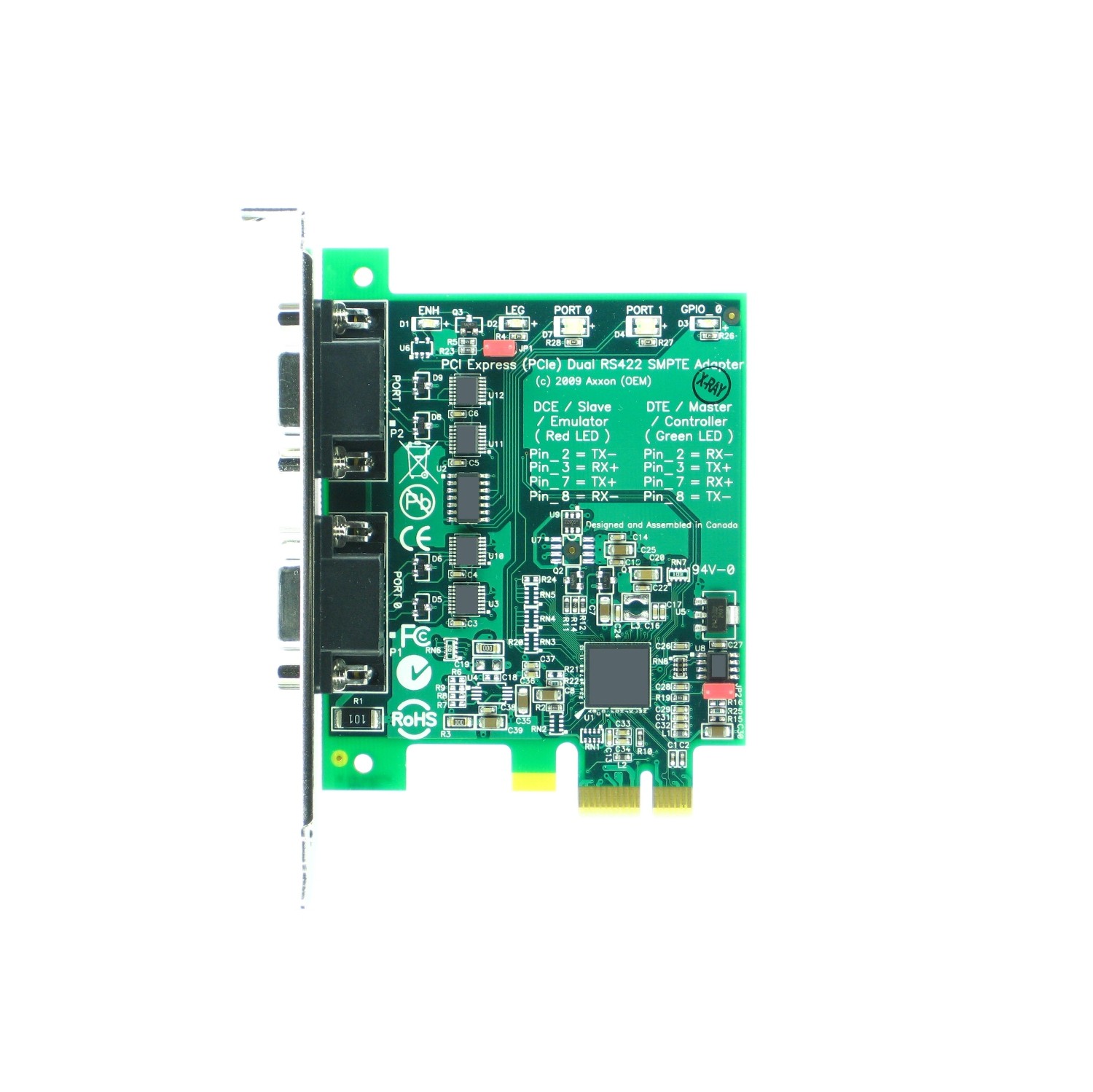 Axxon LF775KB PCI Express 2 Port RS422 SMPTE Serial Card Adapter