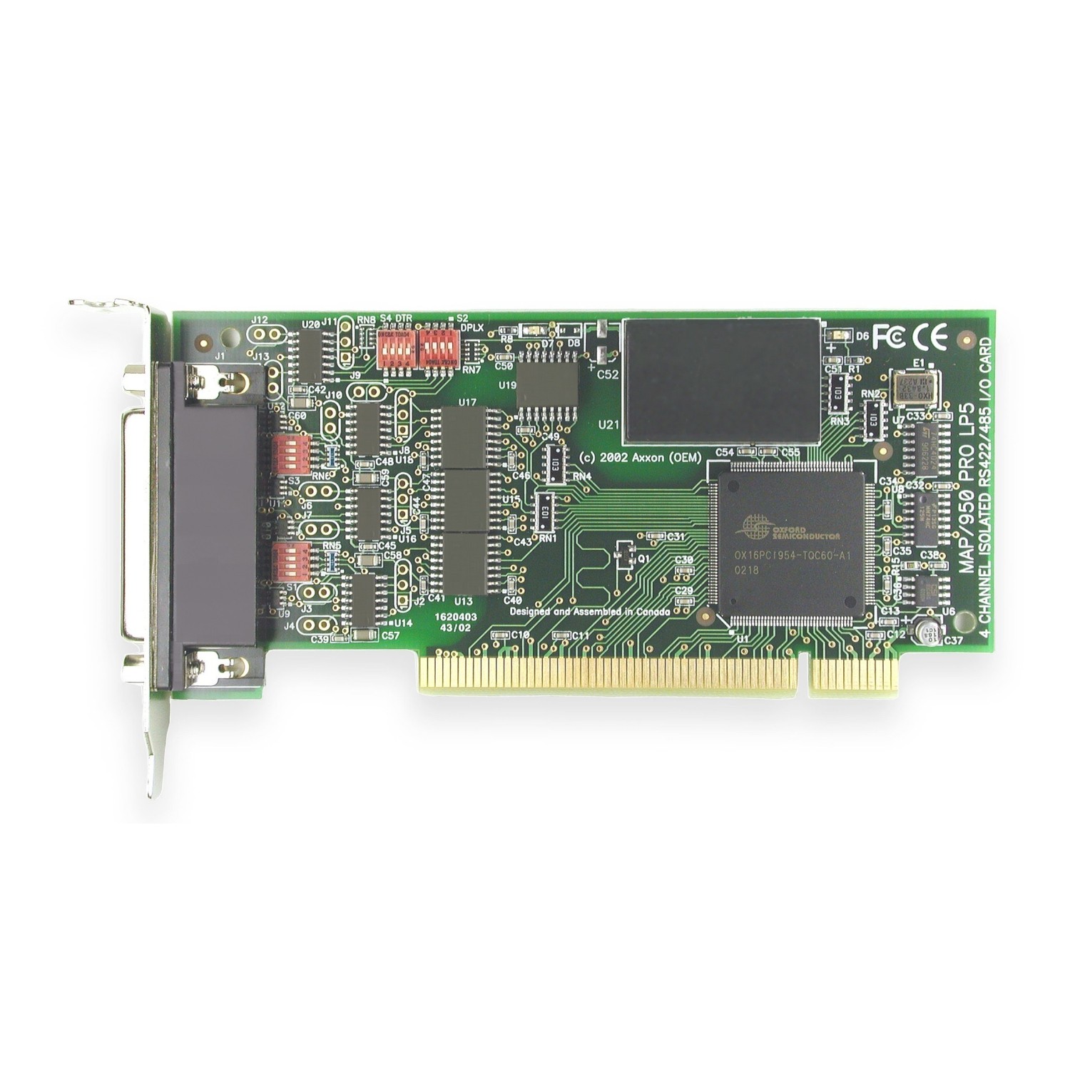 Axxon LF545KB PCI 4 ports 16950 RS422/485 avec câble Quadplex 12 po HD44M-DB9M-4
