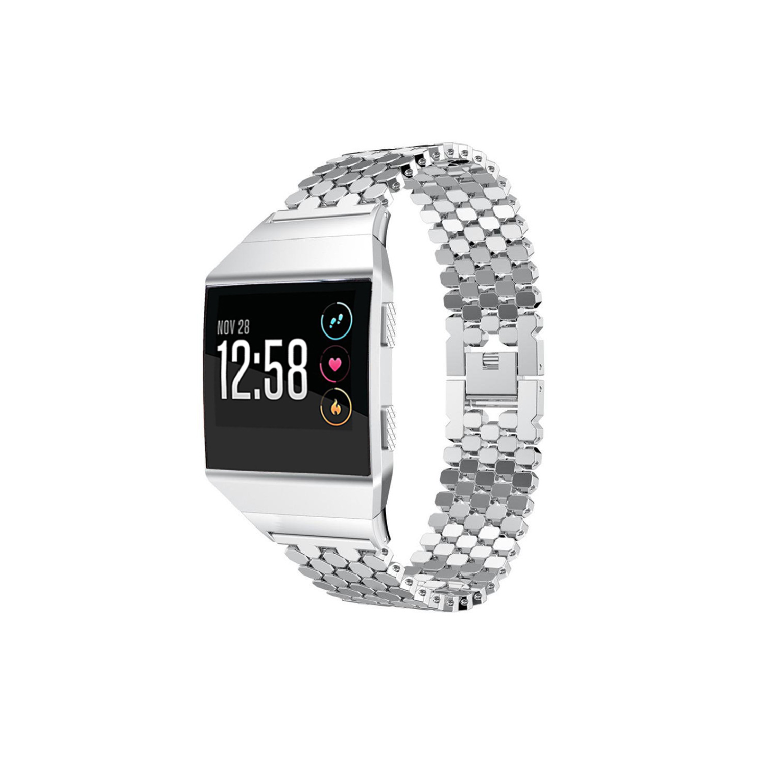 StrapsCo Hex Link Replacement Bracelet for Fitbit Ionic in Silver