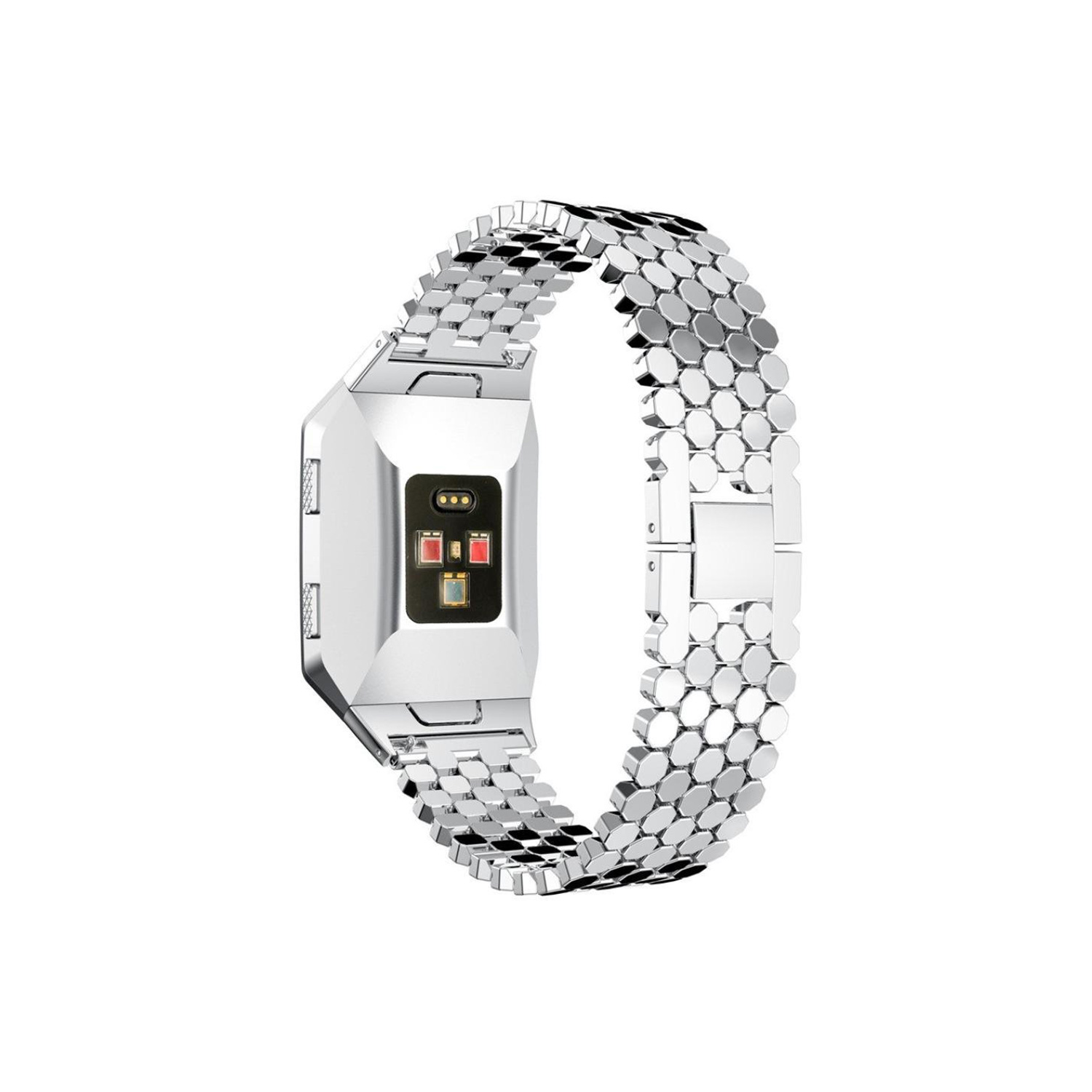 StrapsCo Hex Link Replacement Bracelet for Fitbit Ionic in Silver