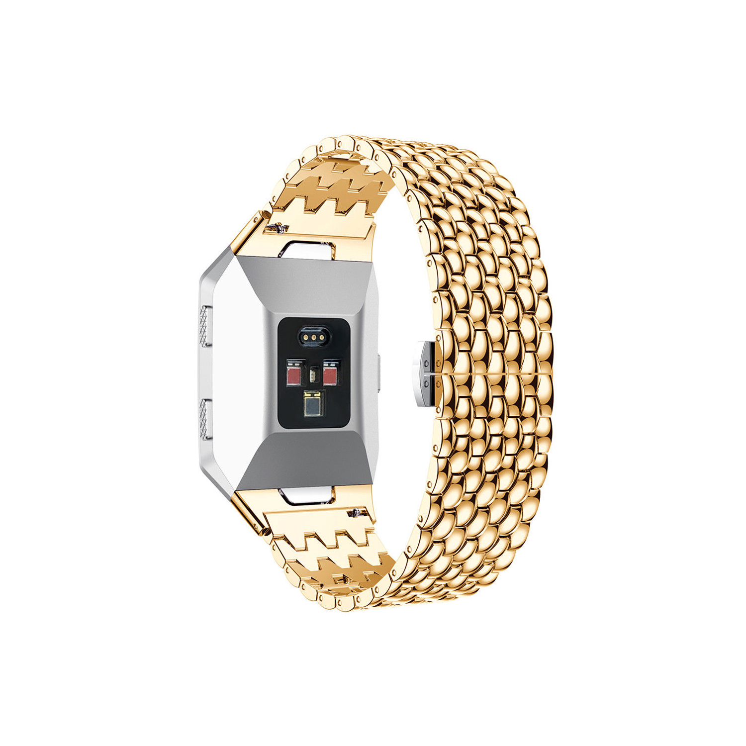StrapsCo Stainless Steel Bracelet for Fitbit Ionic in Yellow Gold