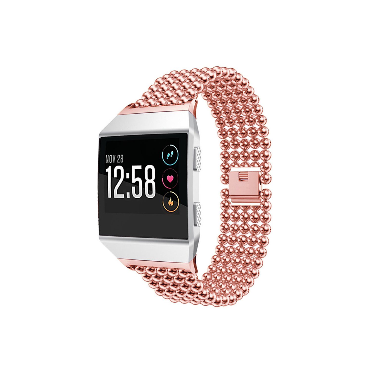 Bracelet StrapsCo en acier inoxydable pour Fitbit Ionic en or rose