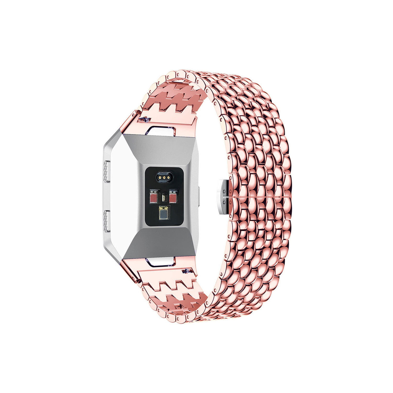 Bracelet StrapsCo en acier inoxydable pour Fitbit Ionic en or rose