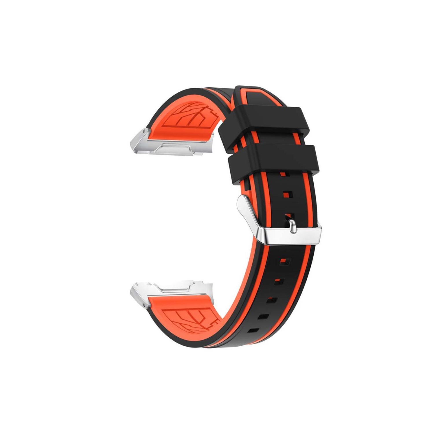 StrapsCo Racing Stripe Rubber Watch Strap Band for Fitbit Ionic - Black & Orange