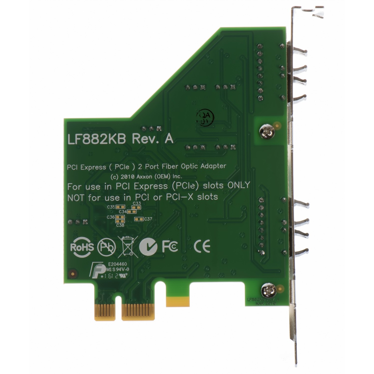 Axxon LF882KB PCI Express 2 Port Fiber Optic Adapter Card