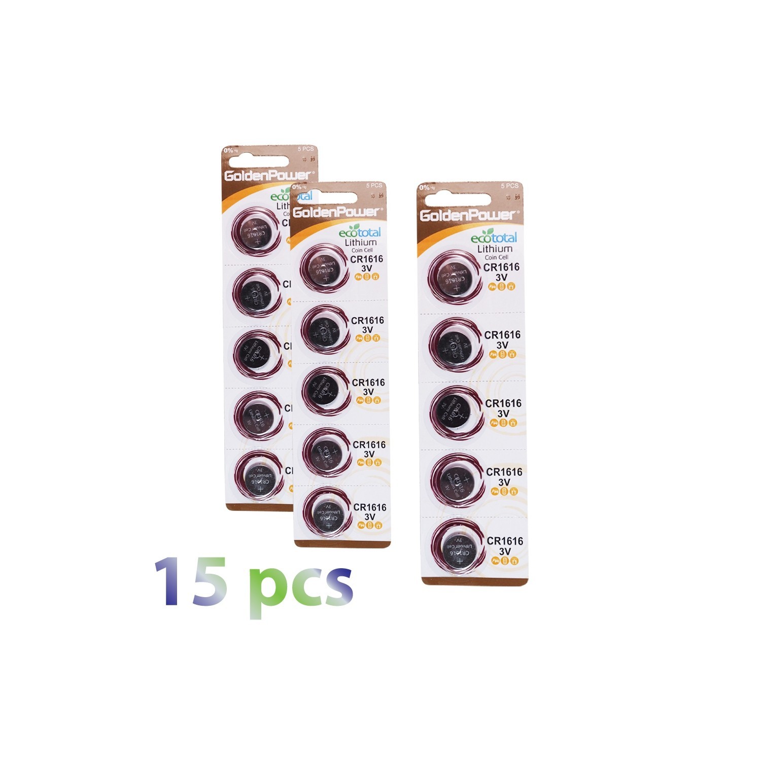 Exian Button/Coin/Cell 3V Mercury-Free Lithium Battery CR1216, 15/Pack