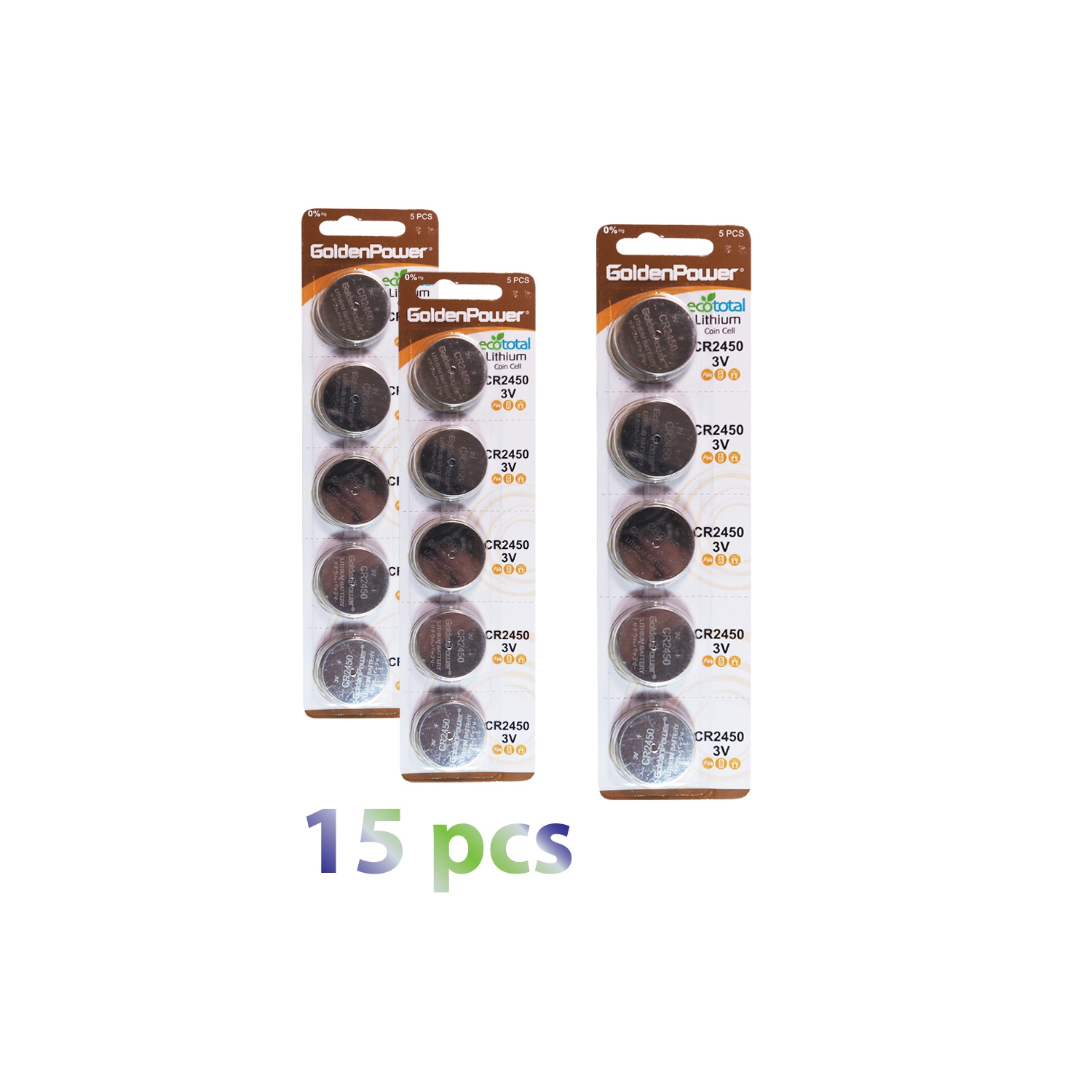 Exian – pile bouton-pile au lithium 3V sans mercure CR2450, 15/paquet