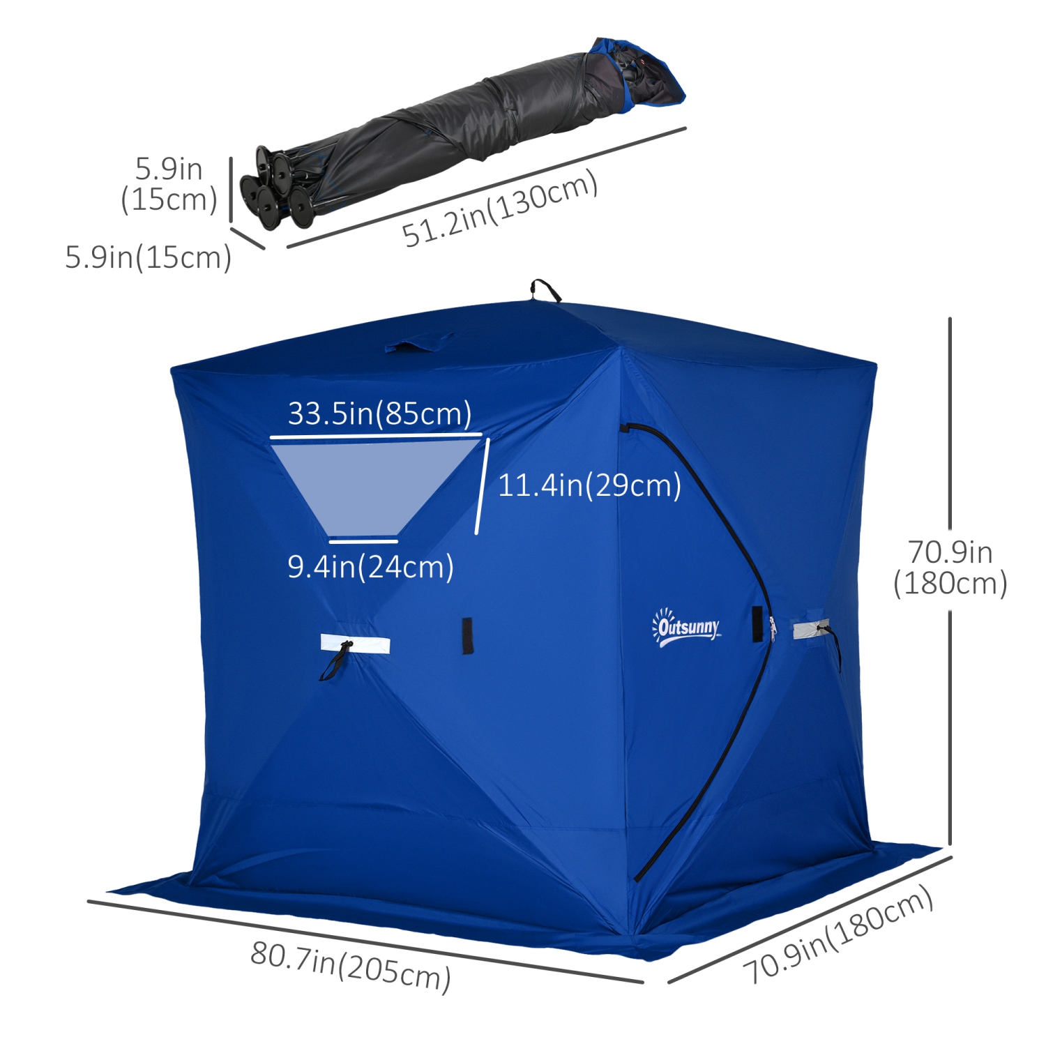 Outsunny 2-4 Person Pop-up Ice Fishing Tent Portable Ice Fishing