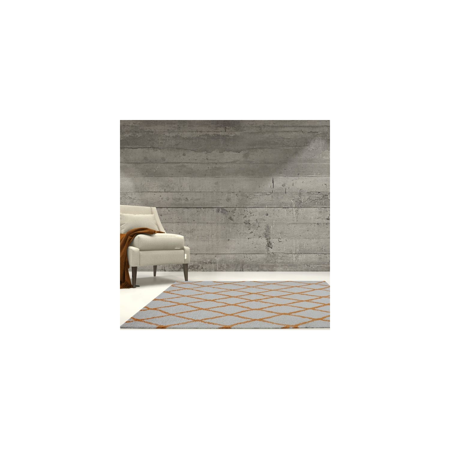 Toronto Trellis Ivory Orange Area Rug 5'2" x 7' 5"