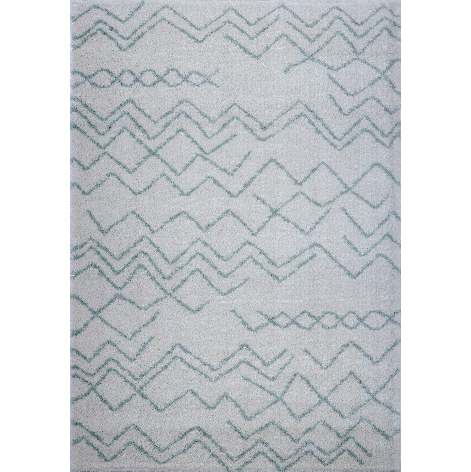 LA Dole Shaggy Moroccan 5'2" x 7' Rectangle Area Rug - Ivory/Aqua Green