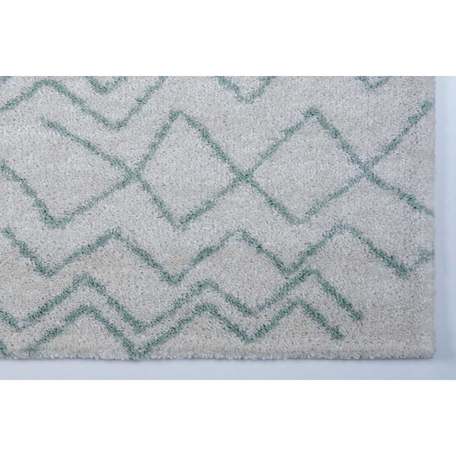 LA Dole Shaggy Moroccan 5'2" x 7' Rectangle Area Rug - Ivory/Aqua Green