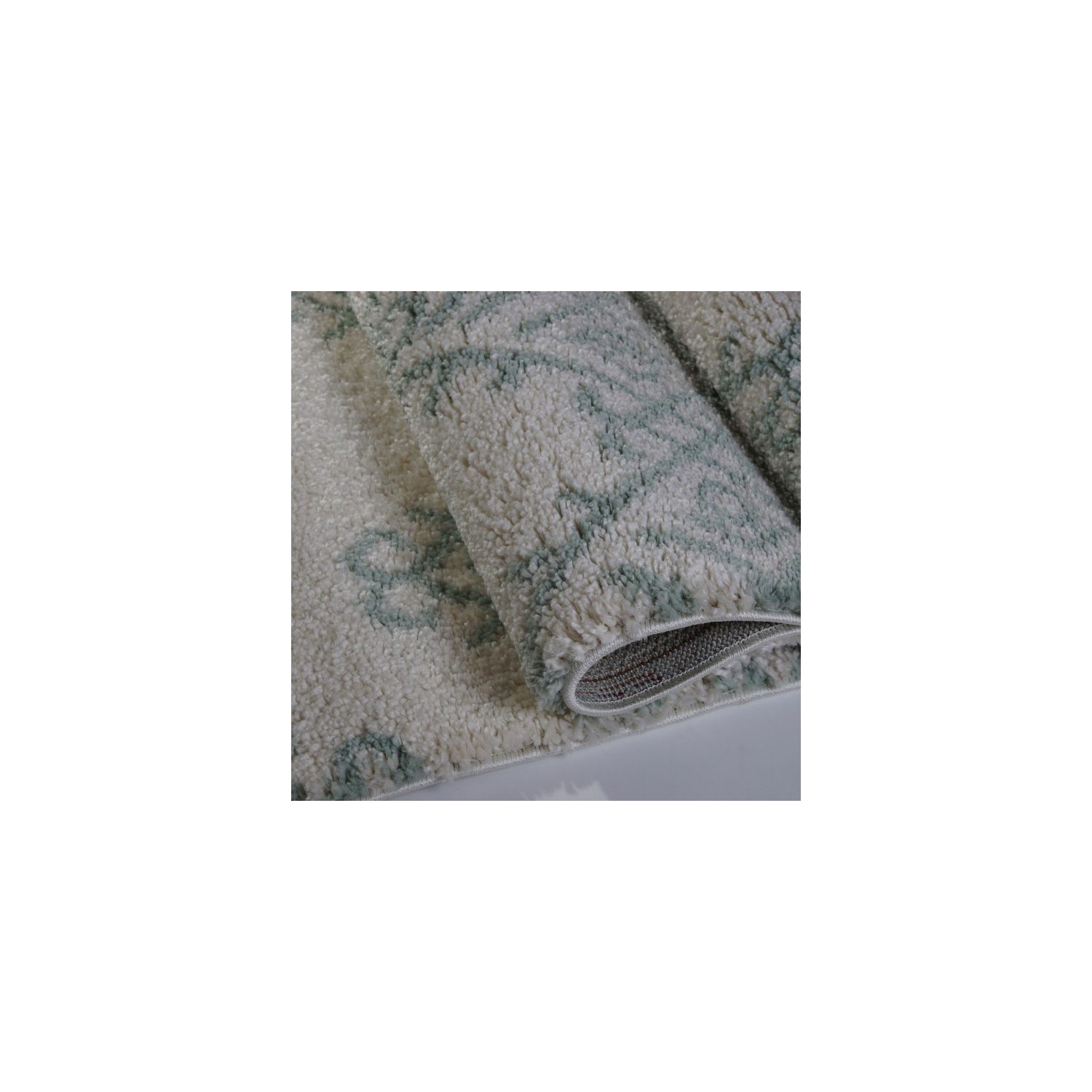 LA Dole Oriental Shaggy 5'2" x 7' Rectangle Area Rug - Ivory/Aqua