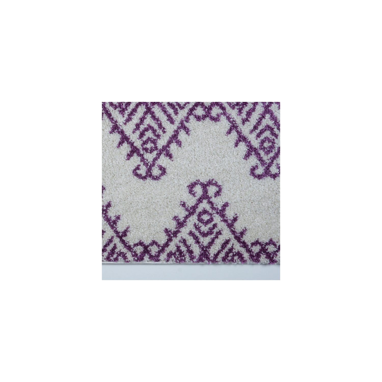 Oriental Shaggy Ivory Purple Area Rug 5'2" x 7' 5"