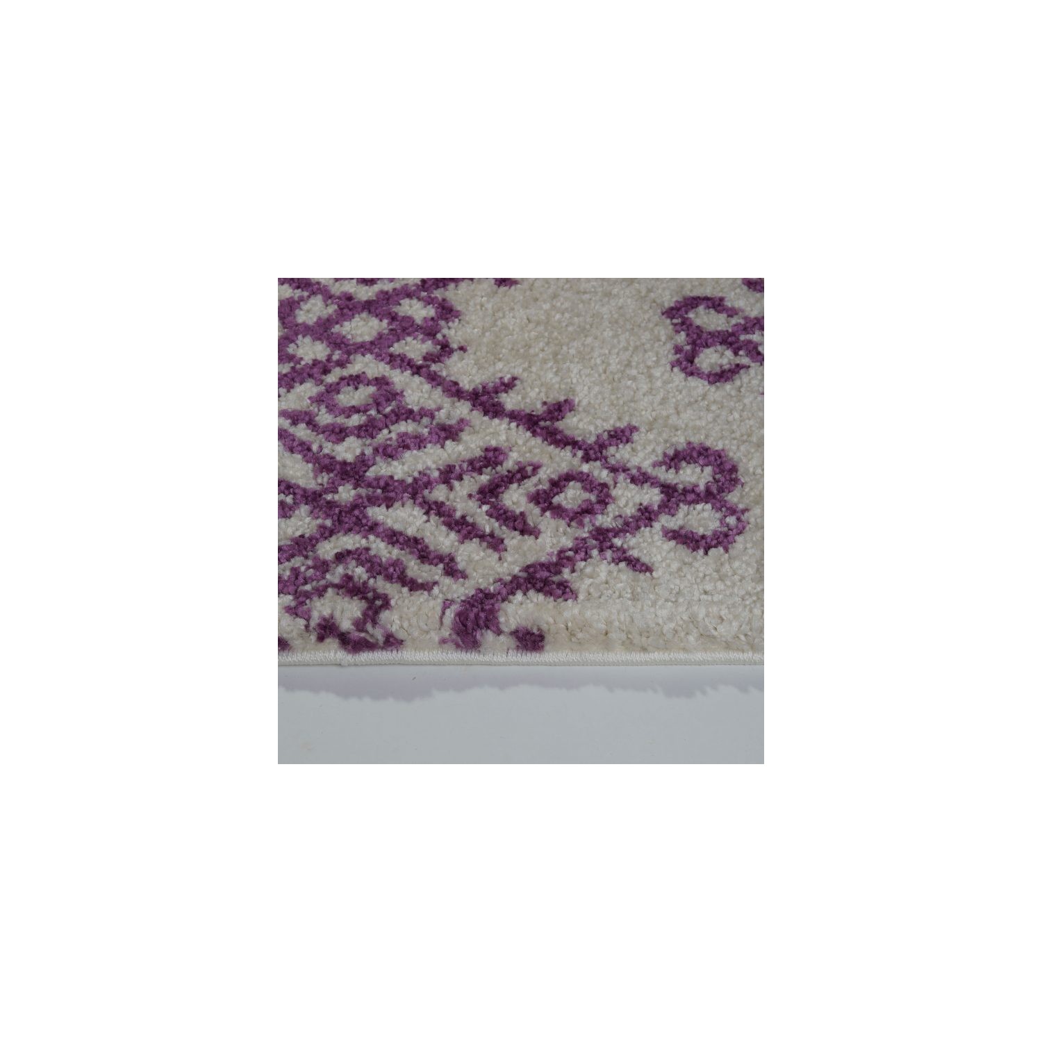 Oriental Shaggy Ivory Purple Area Rug 5'2" x 7' 5"