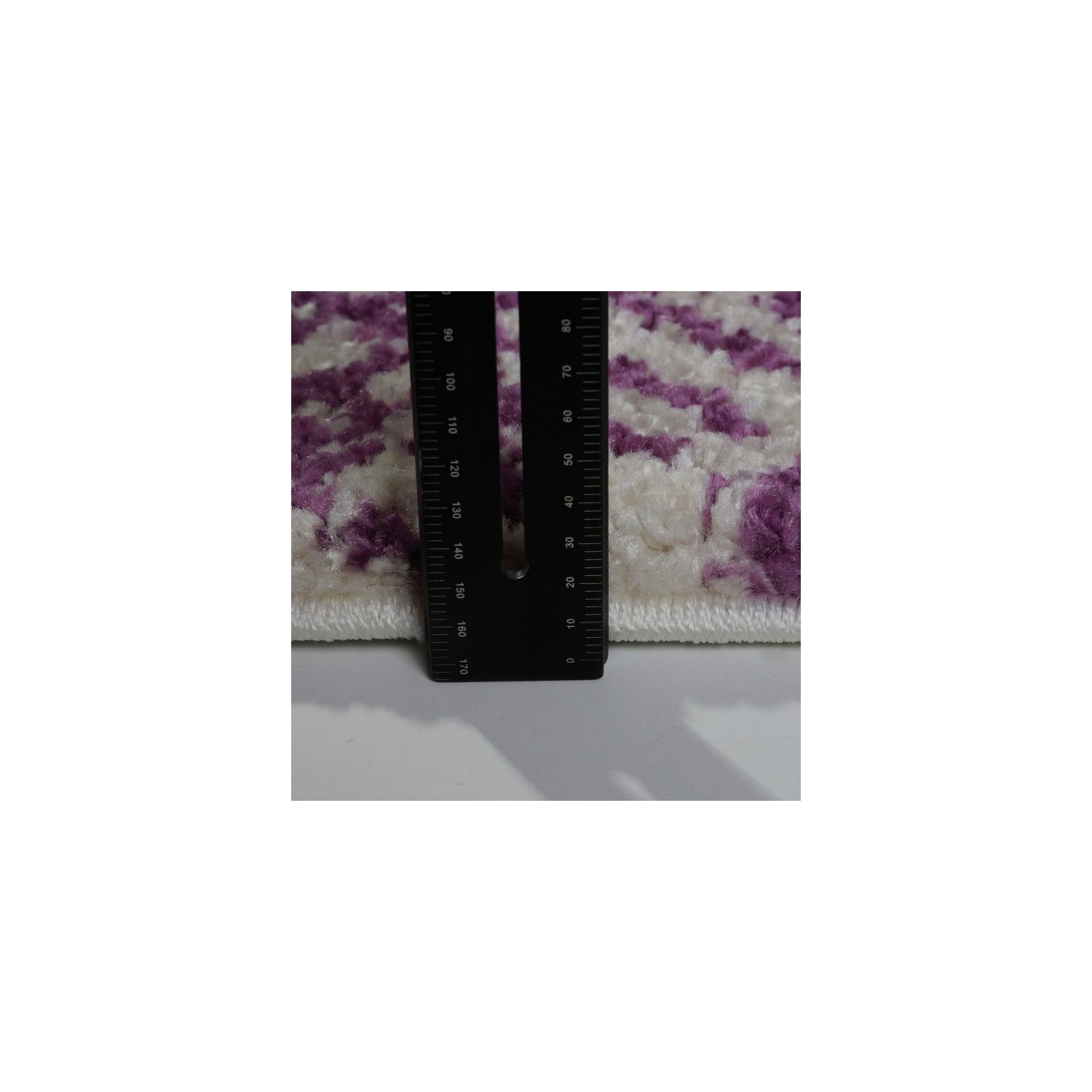 Oriental Shaggy Ivory Purple Area Rug 5'2" x 7' 5"