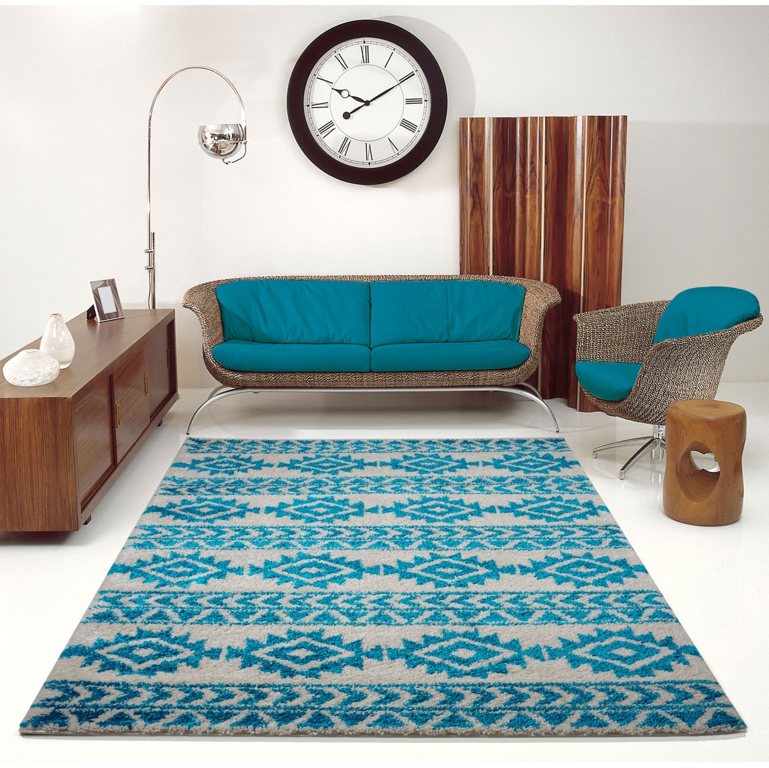 Tapis turquoise American Native Ivory 7 pi 10 po x 10 pi 6 po