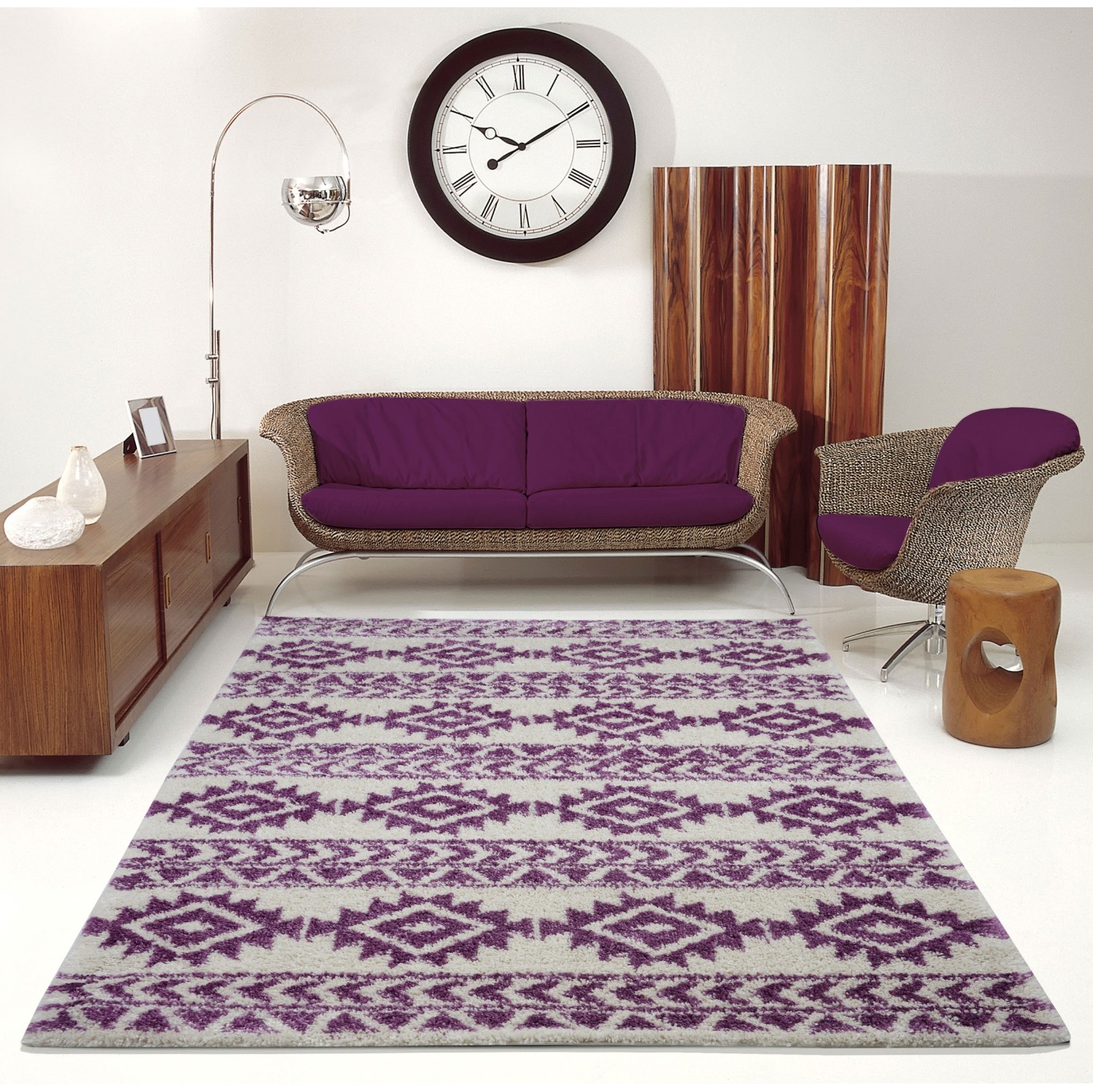 Tapis d’appoint American Native Ivory Purple 6 pi 5 po x 9 pi 5 po