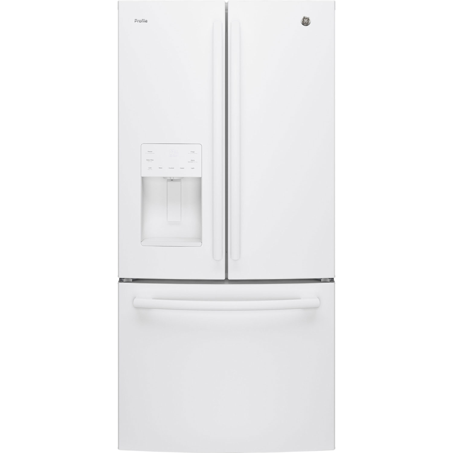 GE Profile 33" 23.8 Cu.Ft. French Door Refrigerator with Water & Ice Dispenser (PFE24HGLKWW) - White