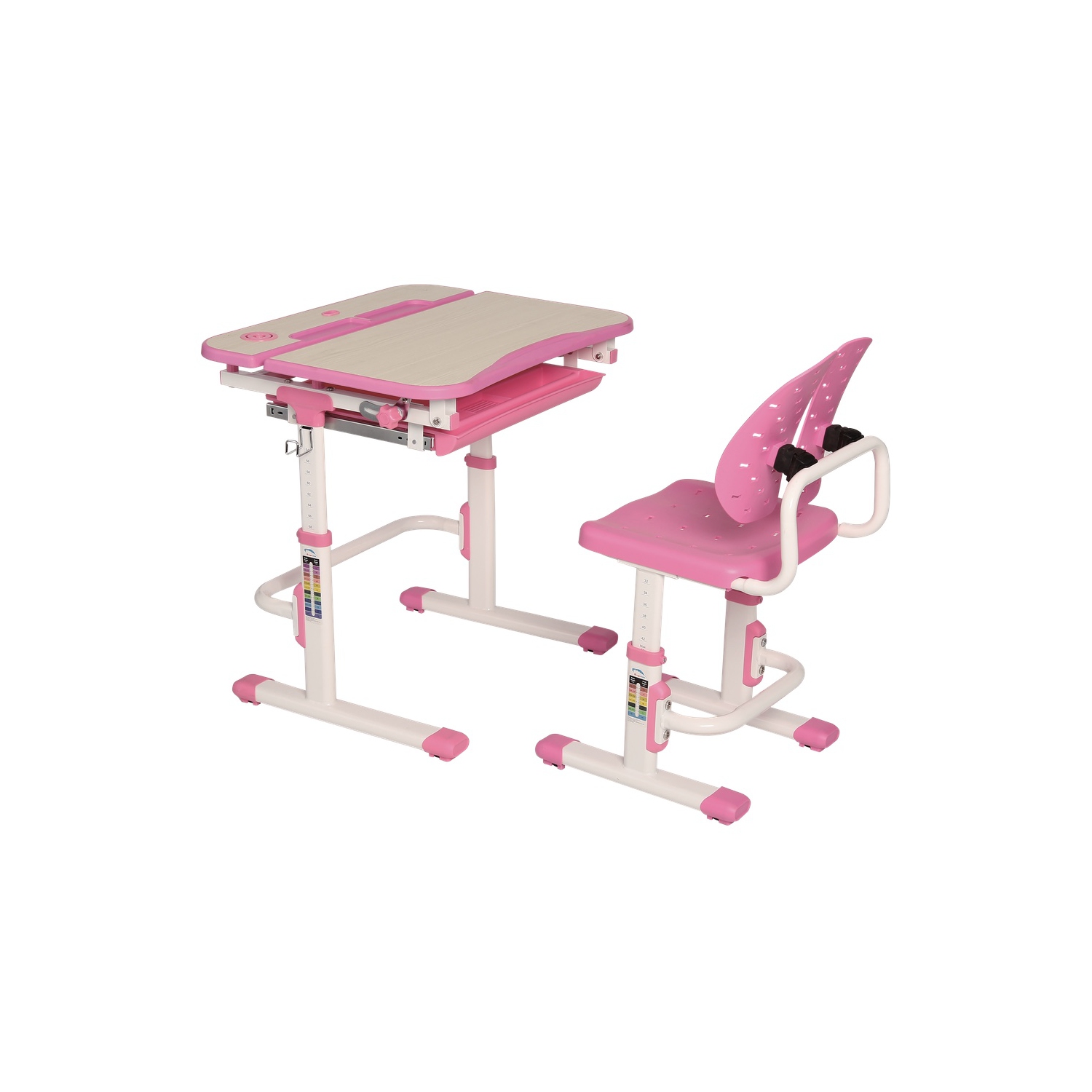 GALILEO Kids Desk and Chair Set | Ergonomic Children's Desk | Kids Table with upgraded Chair | Pink Arts Table w/Tilt Feature