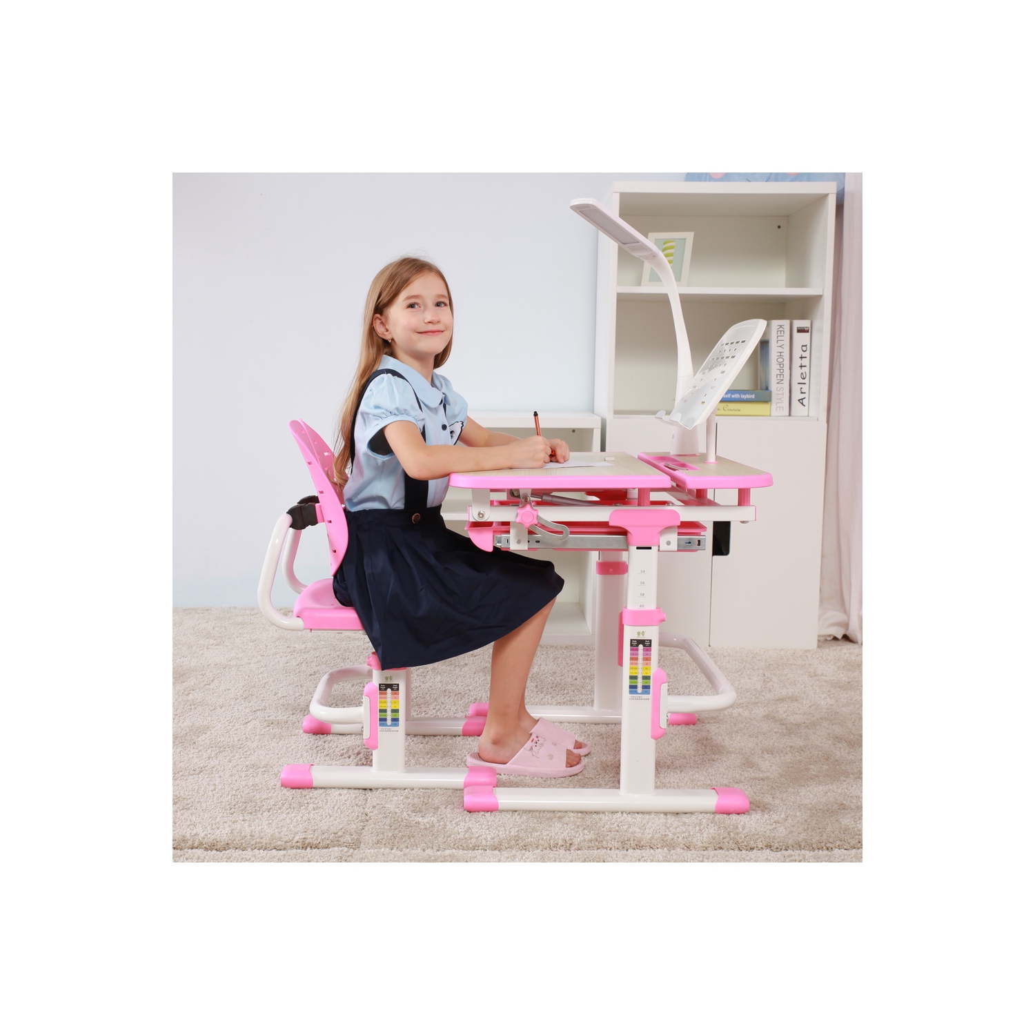 GALILEO Kids Desk and Chair Set | Ergonomic Children's Desk | Kids Table with upgraded Chair | Pink Arts Table w/Tilt Feature