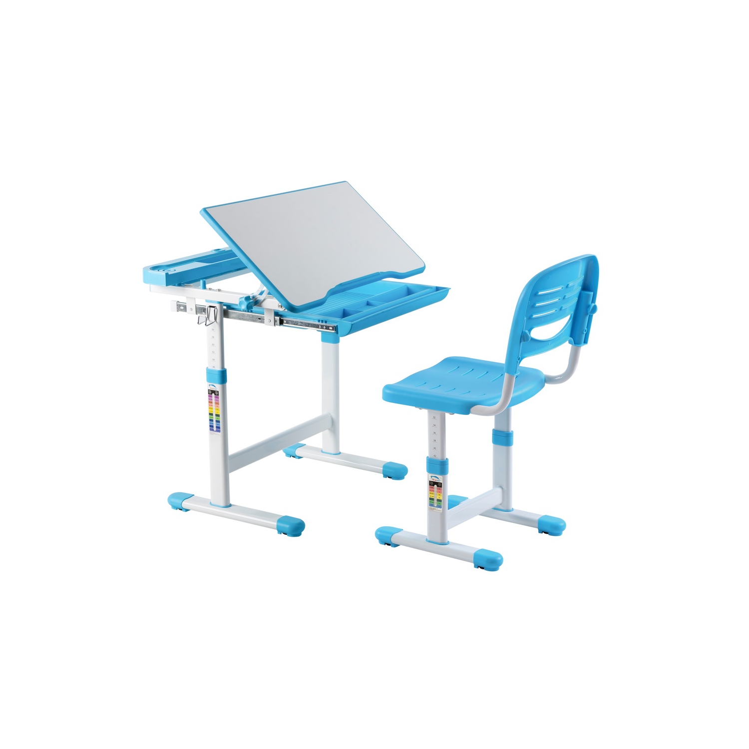 AVICENNA Kids Desk & Chair Set | Children Table w/Tilt feature | Blue Study Table and Chair Set