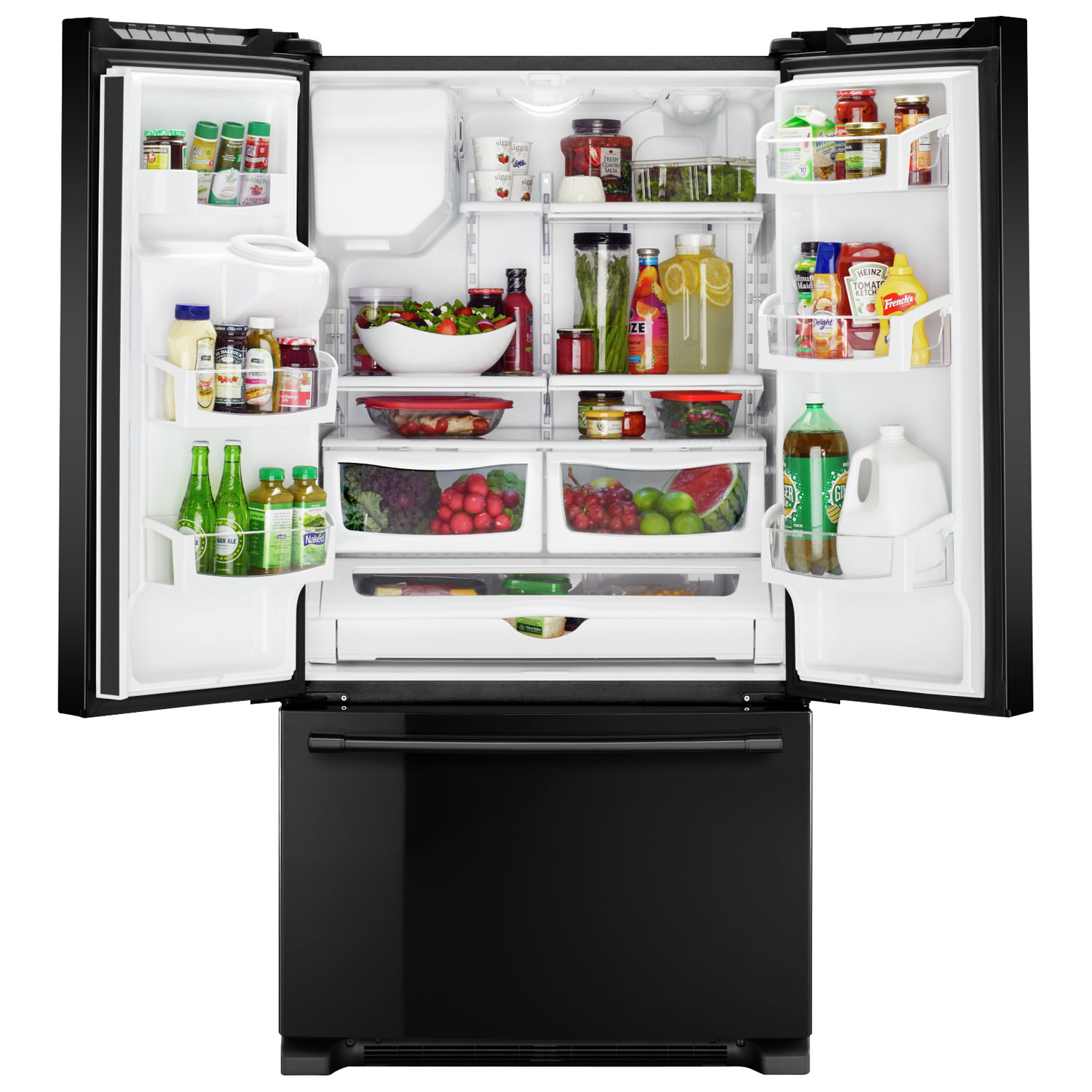 Maytag 36" 25 Cu. Ft. French Door Refrigerator with LED Lighting - Black