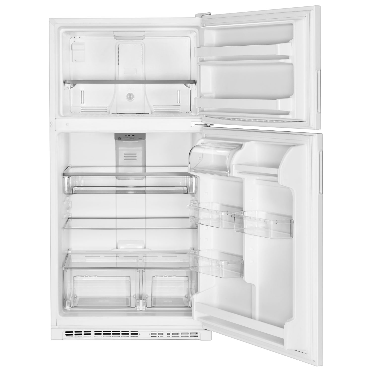 Réfrigérateur à congélateur supérieur 21 pi³ 33 po/éclairage DEL de Maytag - Blanc