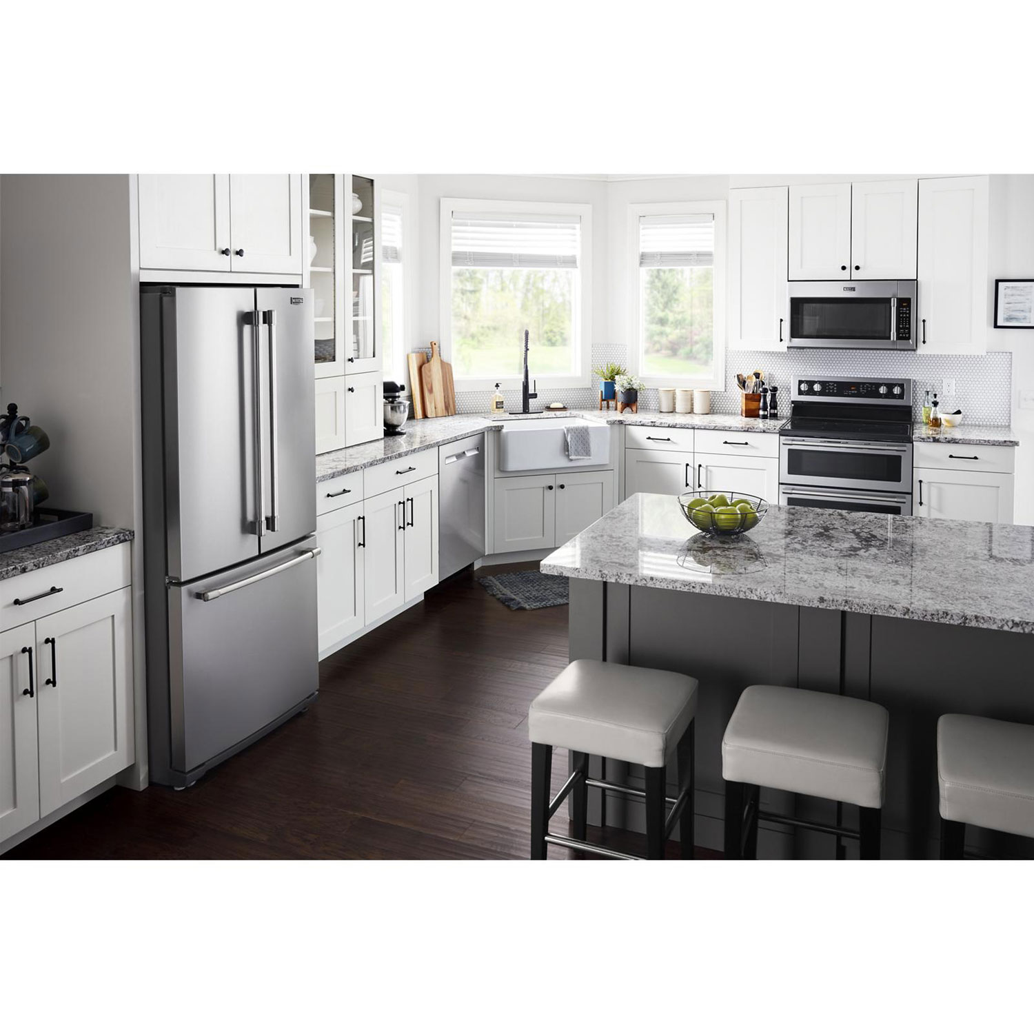 Cuisinière électrique autonome lisse 5 éléments/double four conv. 30 po de Maytag-Inox