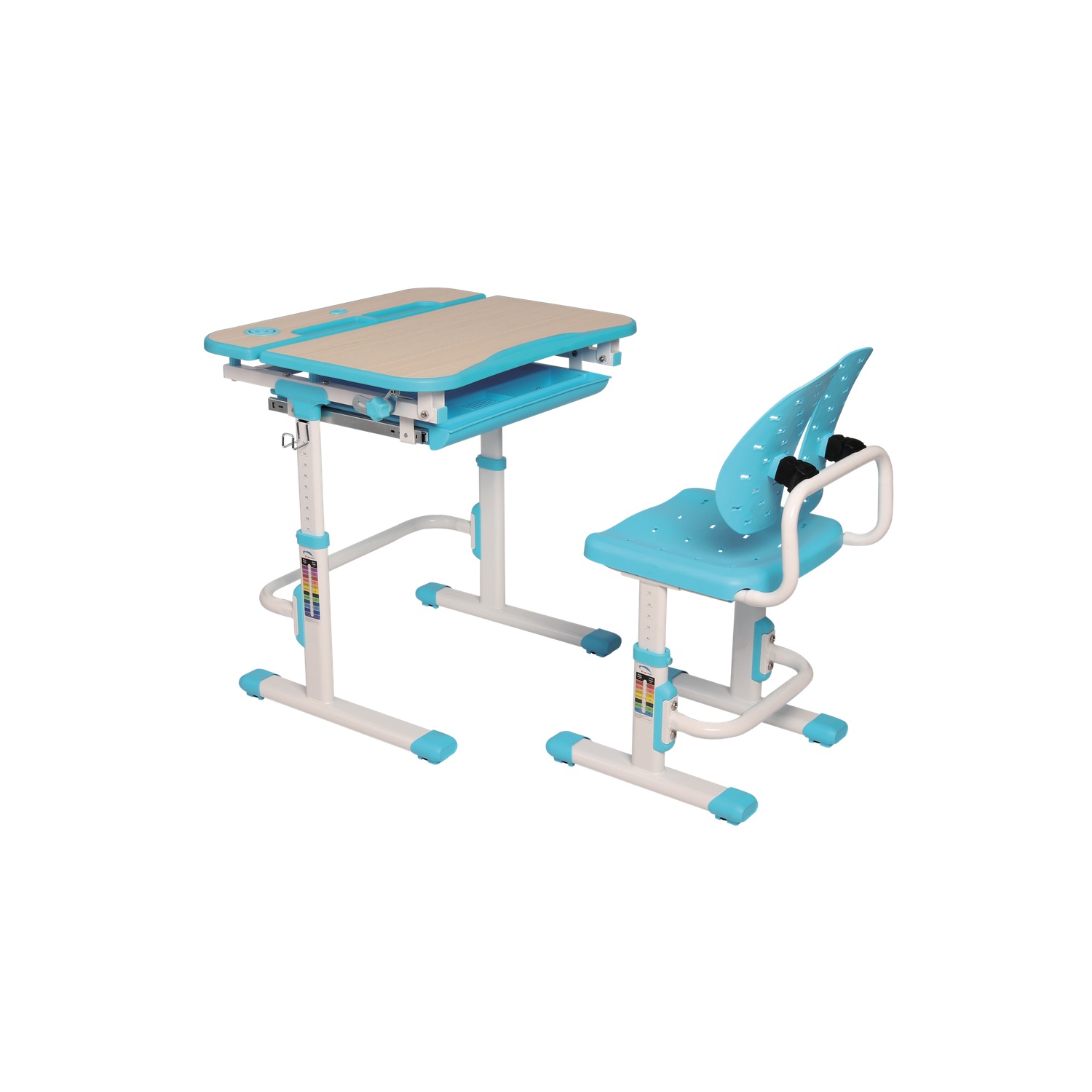 GALILEO Kids Desk and Chair Set | Ergonomic Children's Desk | Kids Table with upgraded Chair | Blue Arts Table w/Tilt Feature