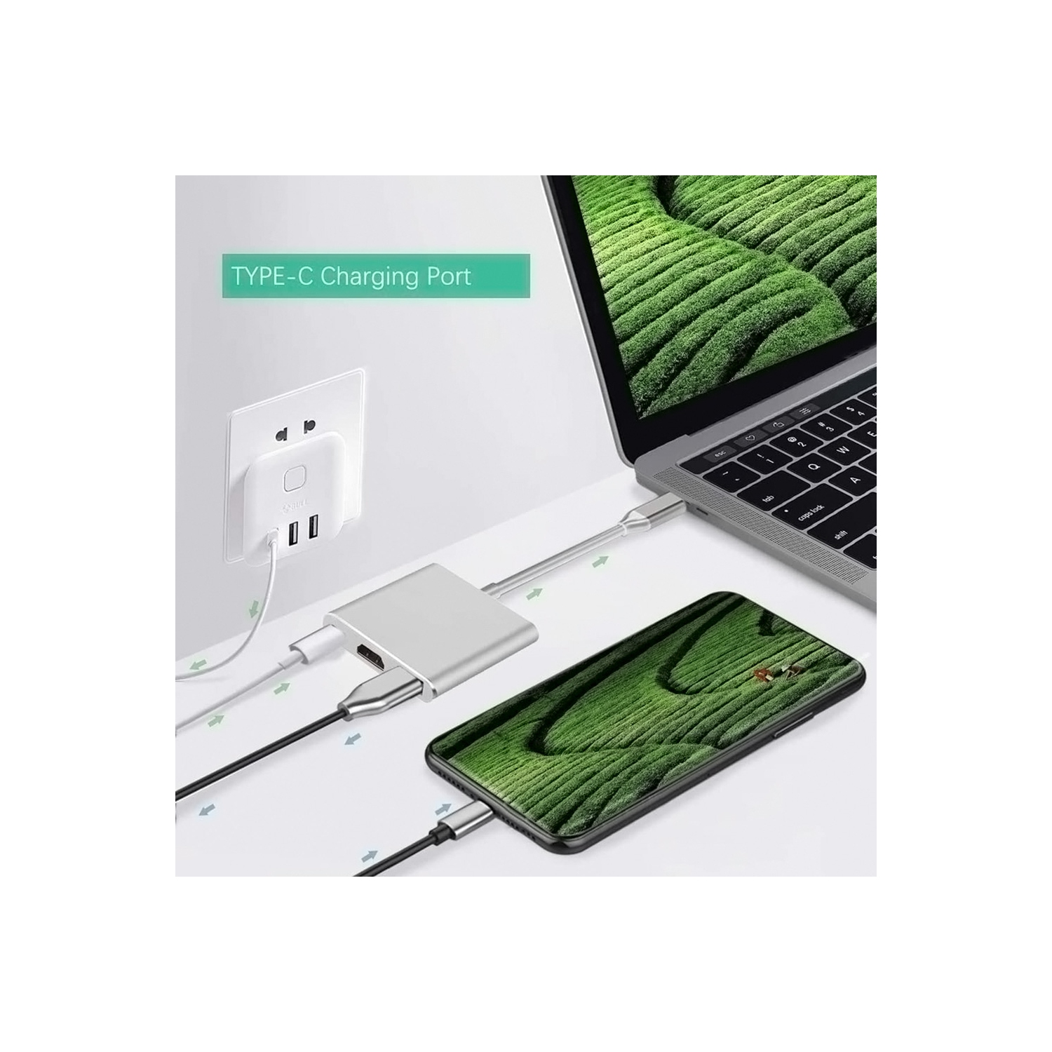 axGear Adaptateur de concentrateur de charge USB 3.1 Type C vers HDMI USB 3.0 Convertisseur USB-C pour Macbook