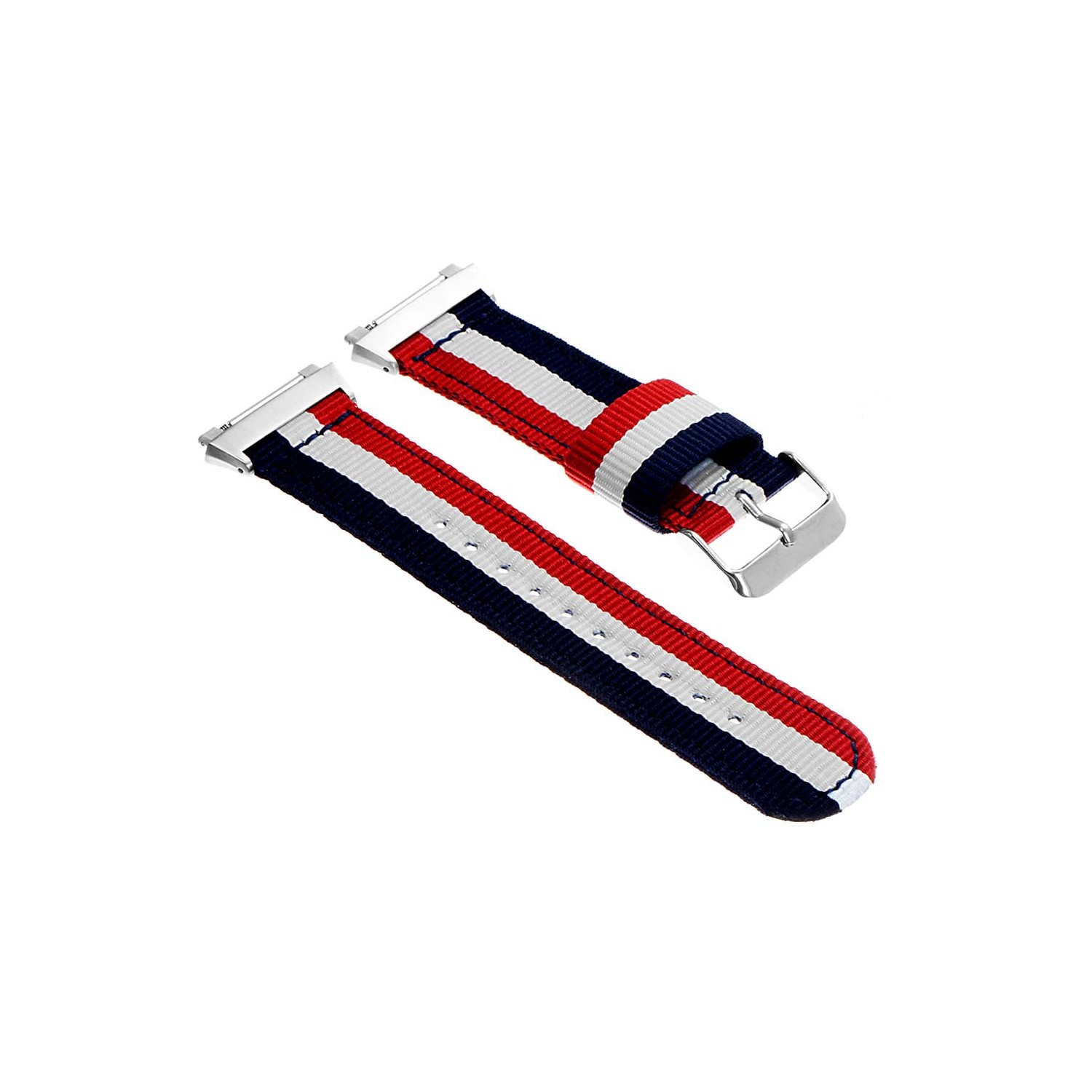 StrapsCo Ballistic Nylon NATO Watch Strap Band for Fitbit Ionic in Blue White and Red