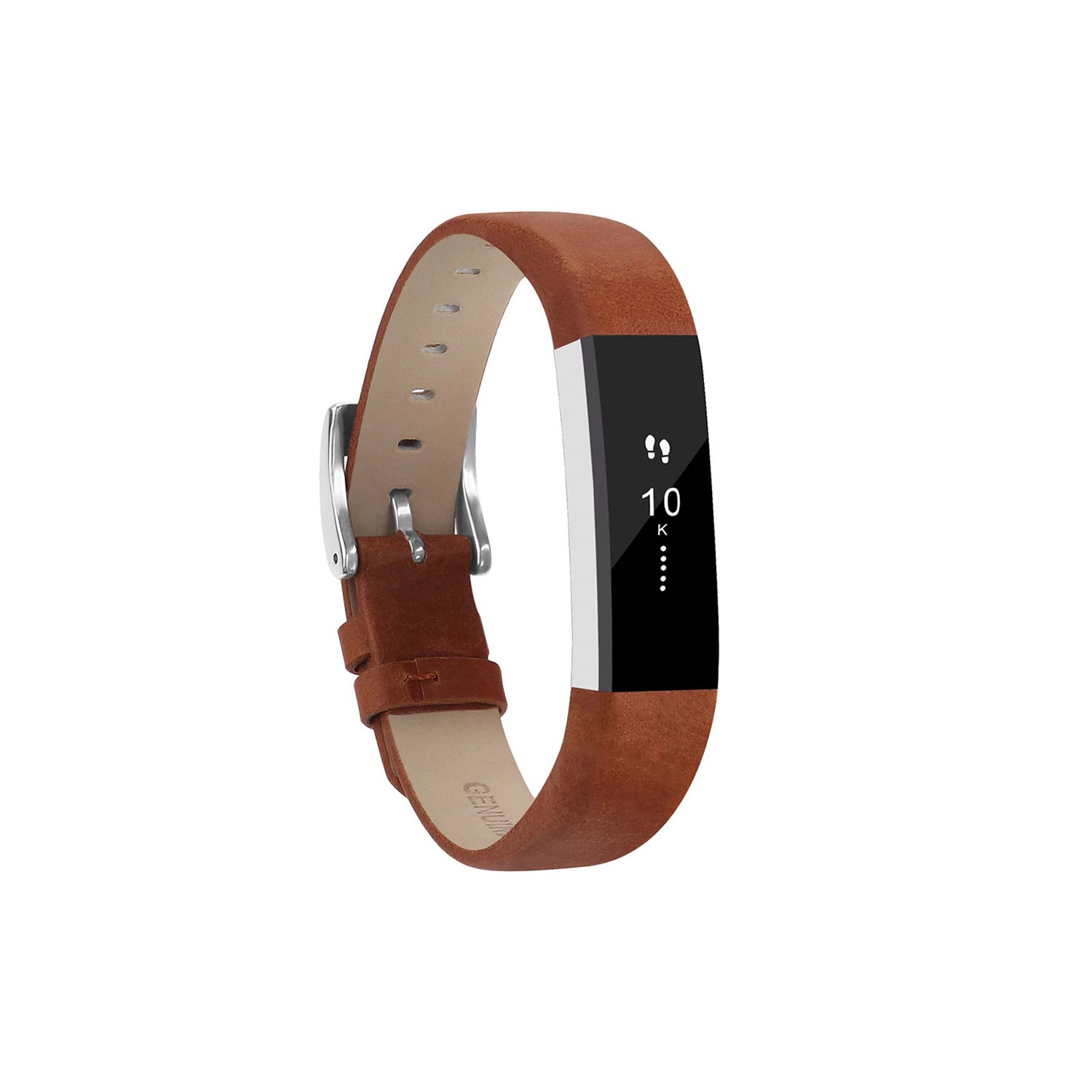 StrapsCo Genuine Leather Replacement Strap Band for Fitbit Alta & HR in Brown