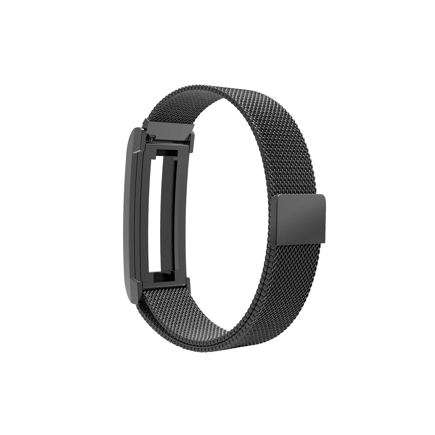 StrapsCo Milanese Mesh Bracelet w/ Case Protector Replacement Band Strap for Fitbit Alta & HR in Black