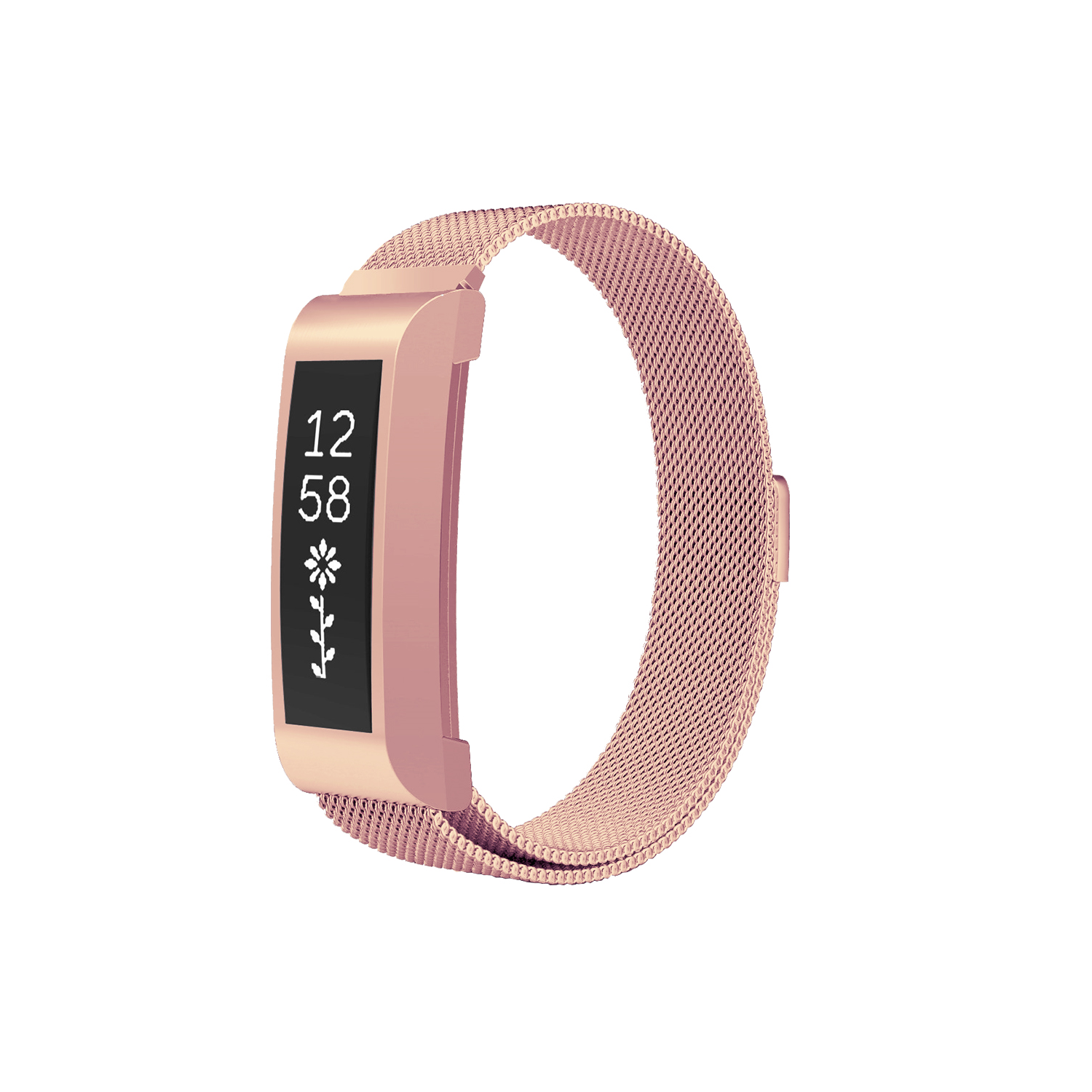 StrapsCo Milanese Mesh Bracelet w/ Case Protector Replacement Band Strap for Fitbit Alta & HR in Rose Gold