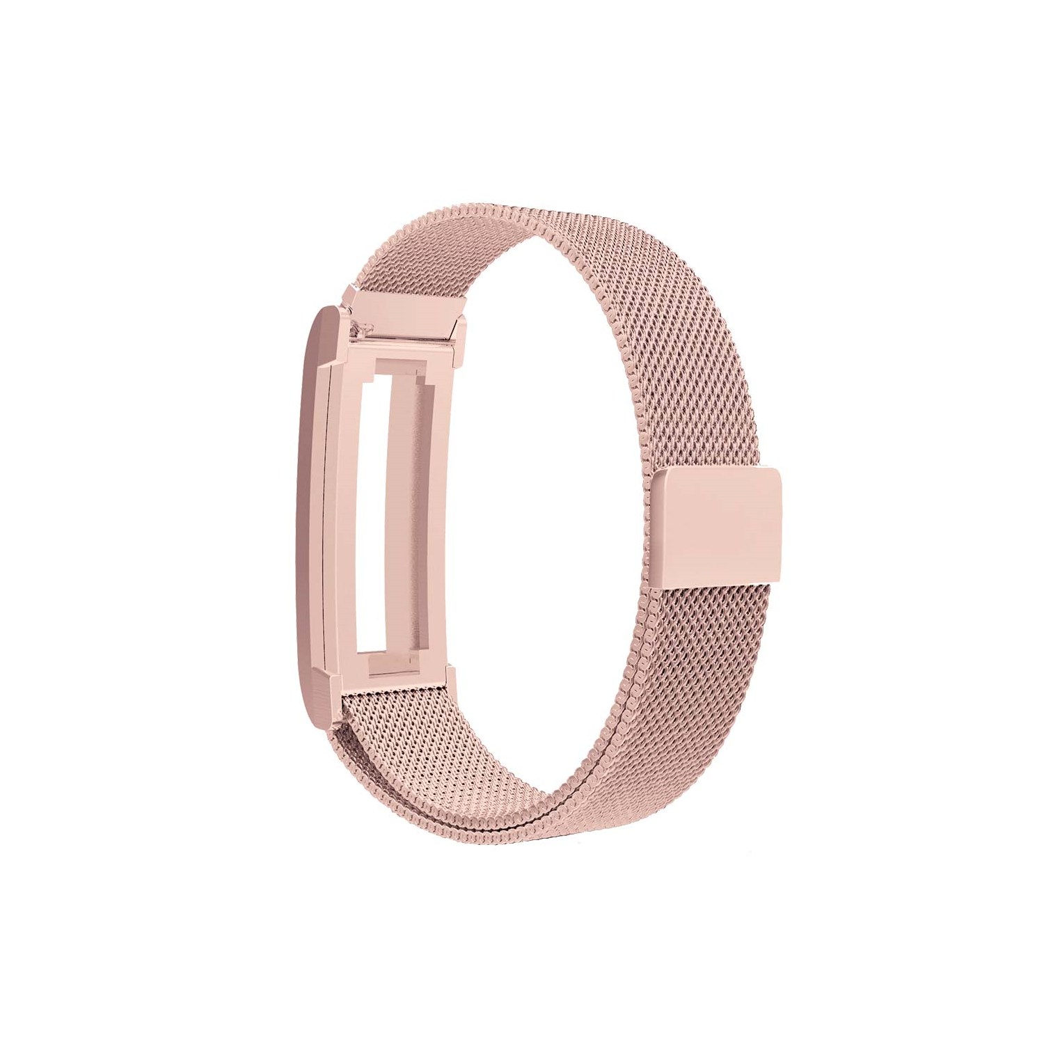 StrapsCo Milanese Mesh Bracelet w/ Case Protector Replacement Band Strap for Fitbit Alta & HR in Rose Gold