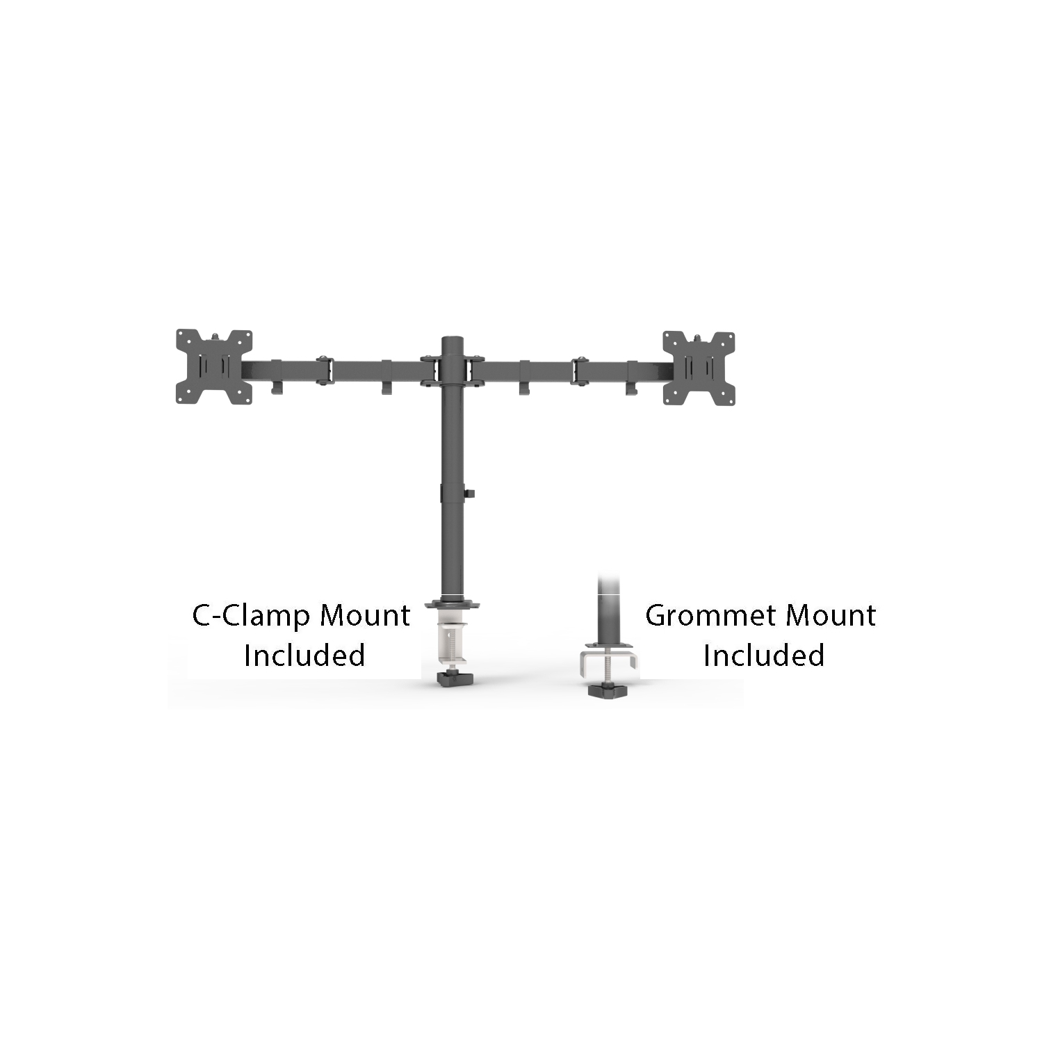 Support de bureau universel à deux bras DM-EX20ii de Boost Industries pour écran de 13 à 32 po