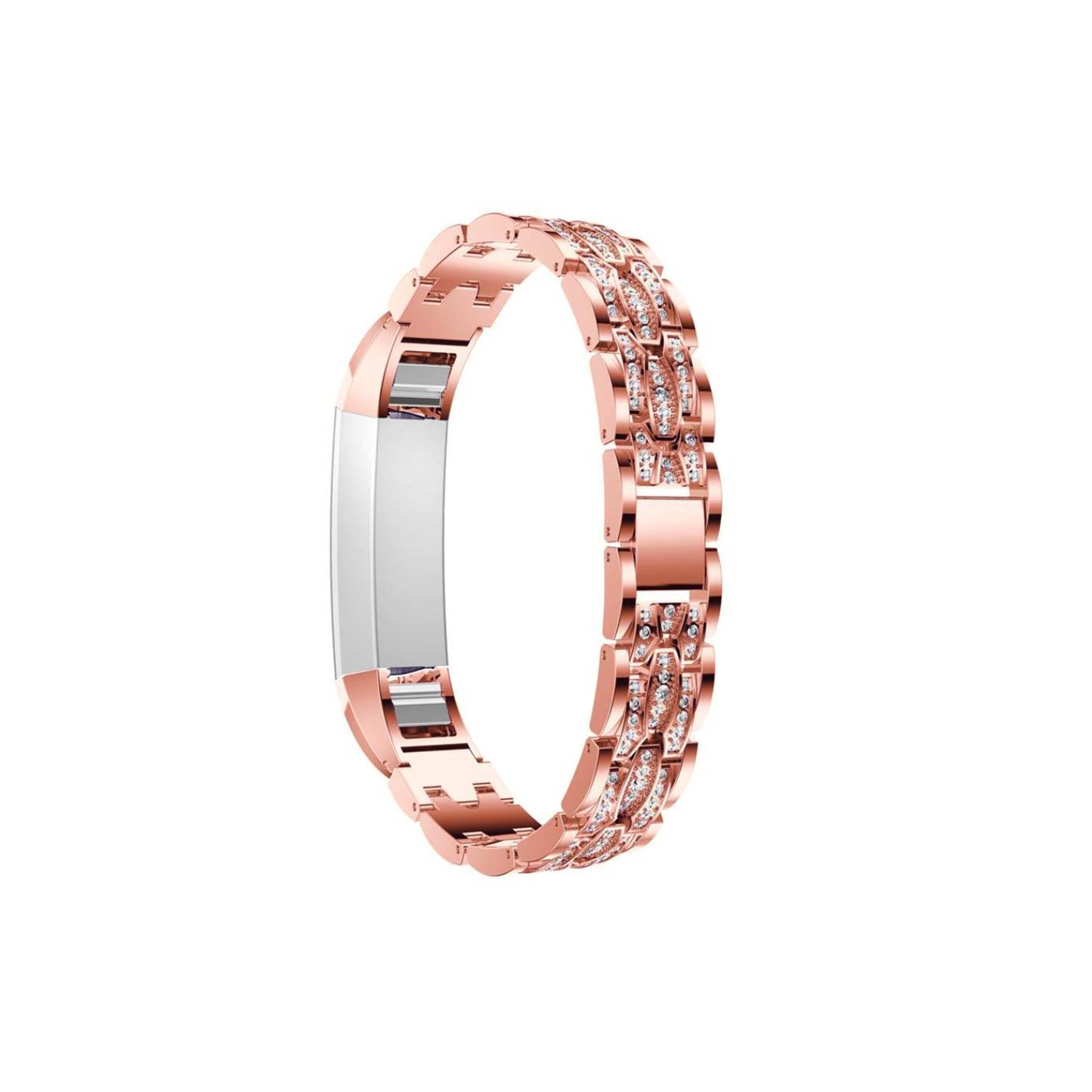 StrapsCo White Rhinestone Bracelet Band Strap for Fitbit Alta & HR in Rose Gold
