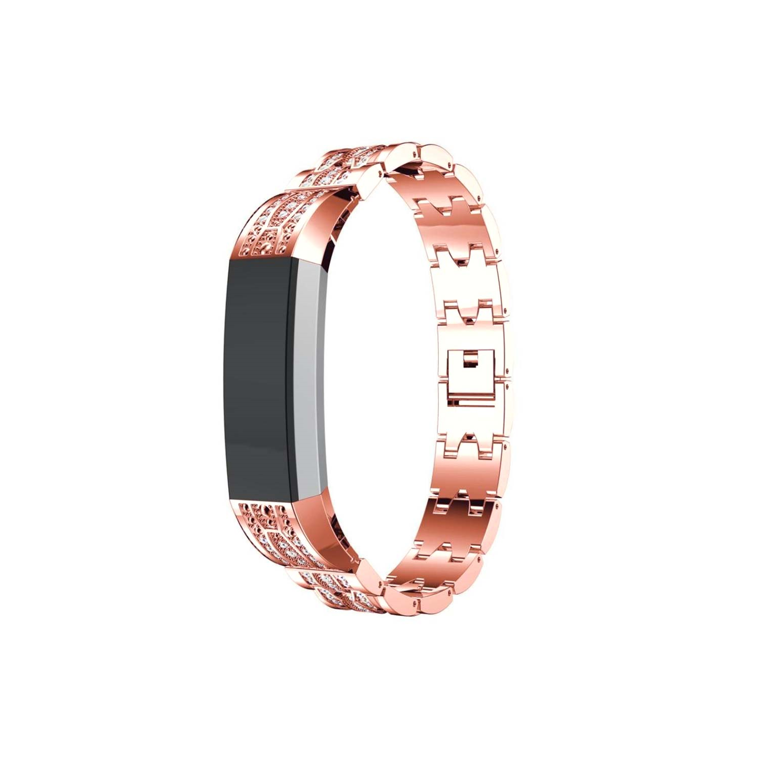 StrapsCo White Rhinestone Bracelet Band Strap for Fitbit Alta & HR in Rose Gold