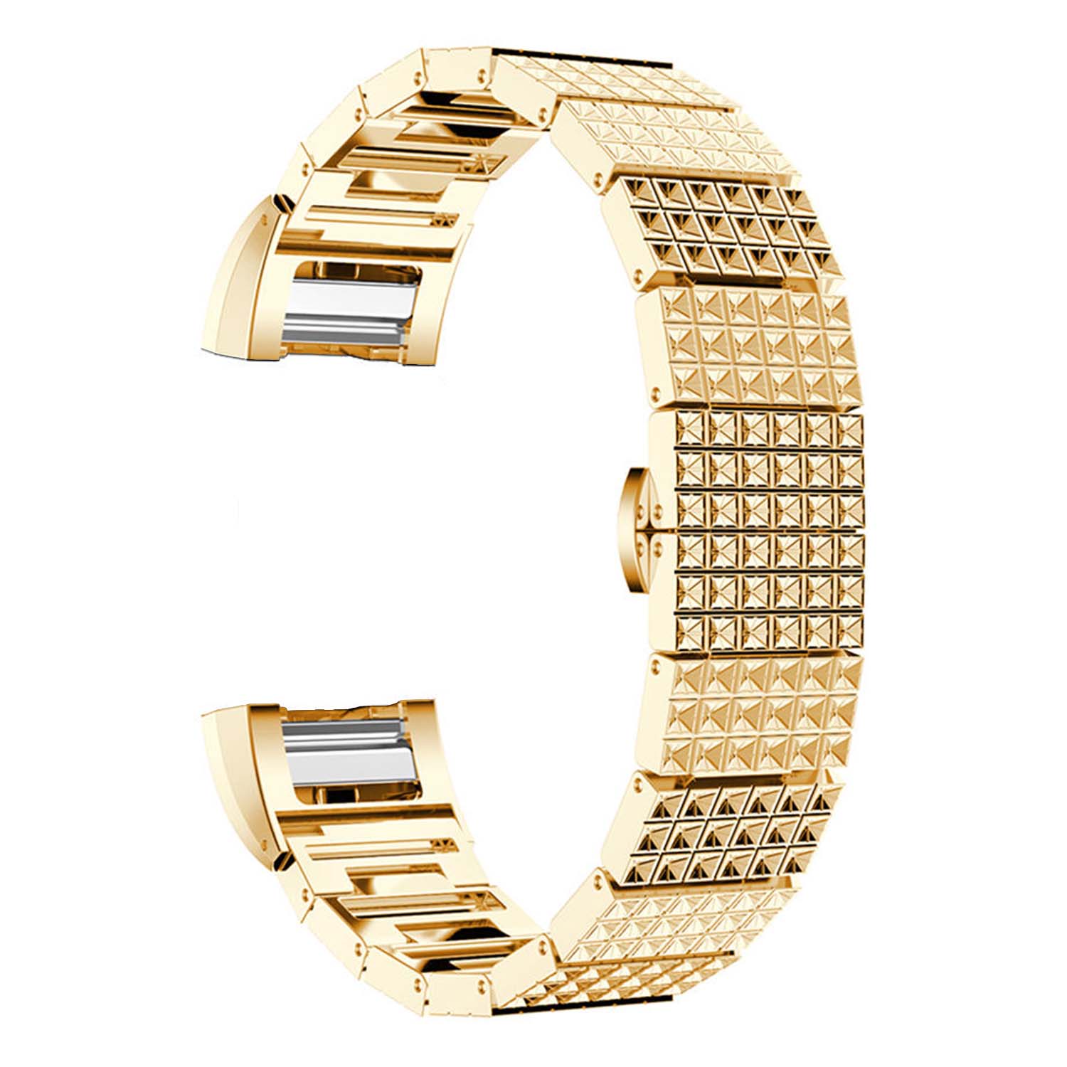 StrapsCo Alloy Replacment Bracelet Band Strap for Fitbit Charge 2 in Yellow Gold