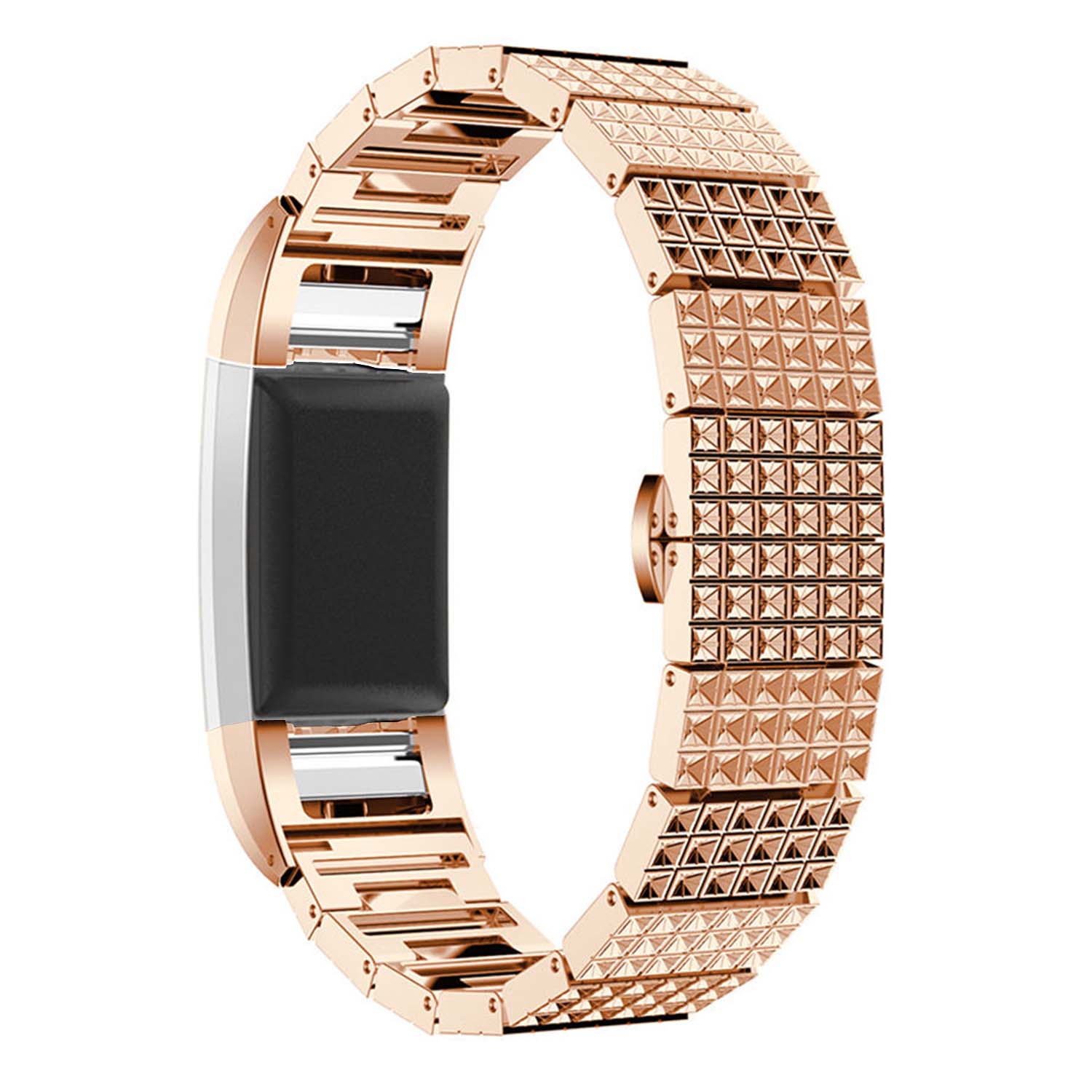 StrapsCo Alloy Replacment Bracelet Band Strap for Fitbit Charge 2 in Rose Gold