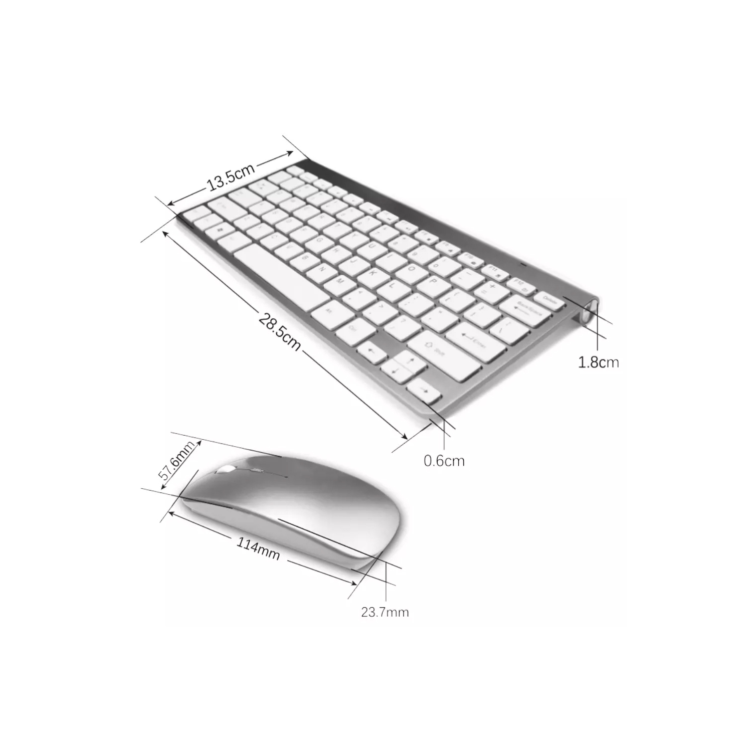 AnthroDesk Slim Wireless Keyboard and Mouse Combo, 2.4GHz USB