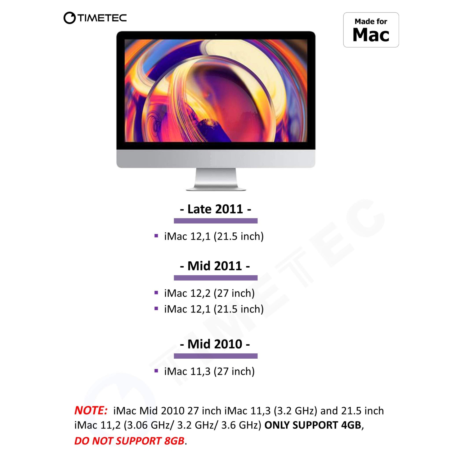 Timetec 8GB Compatible for Apple DDR3 1333MHz PC3-10600 CL9 for Mac Book Pro, iMac,&nbsp; Mac Mini SODIMM MAC RAM Upgrade