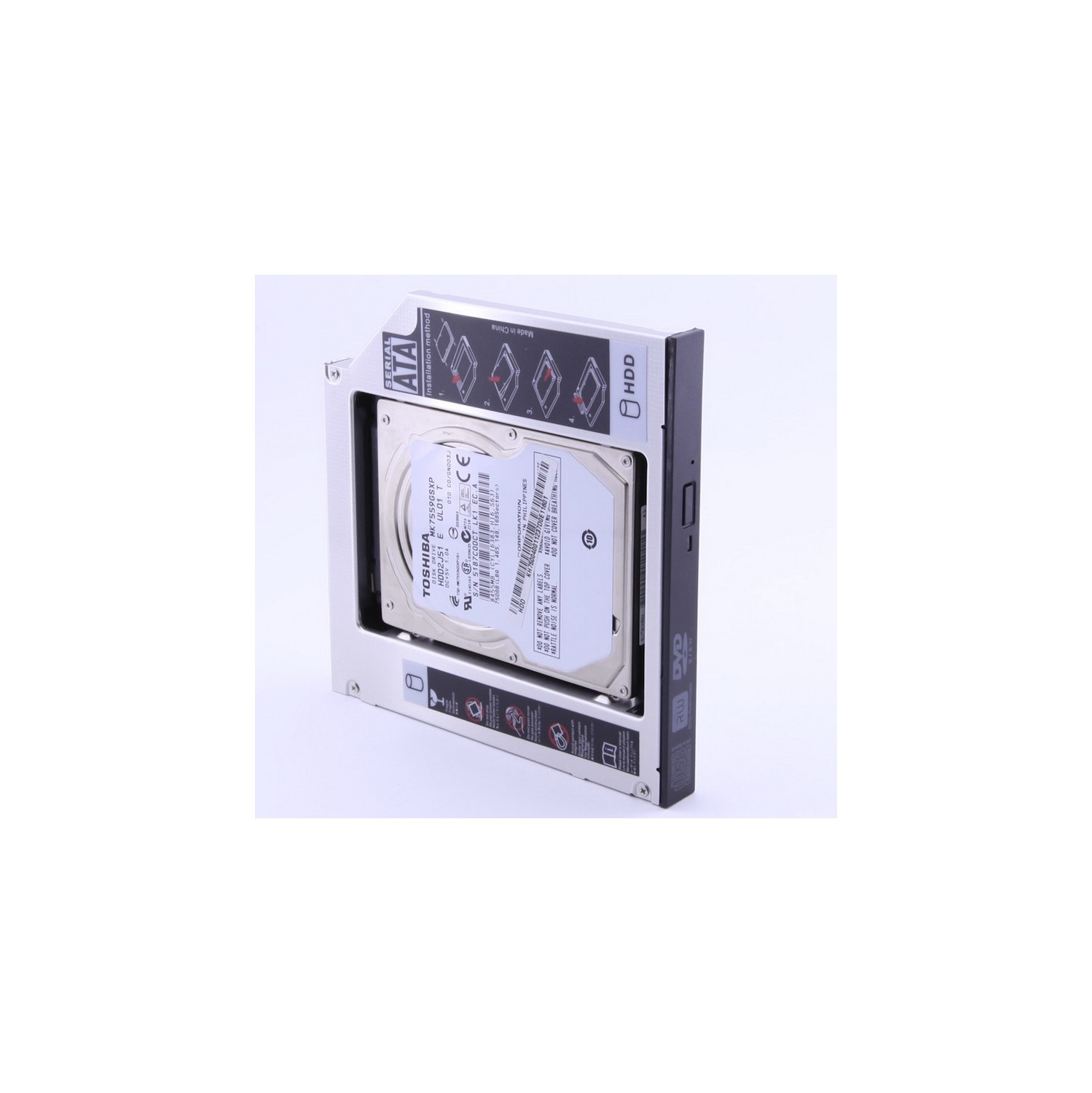 axGear Optical Bay 2nd SATA HDD Hard Drive Caddy CD DVD-ROM For Laptop NoteBook 9.5mm