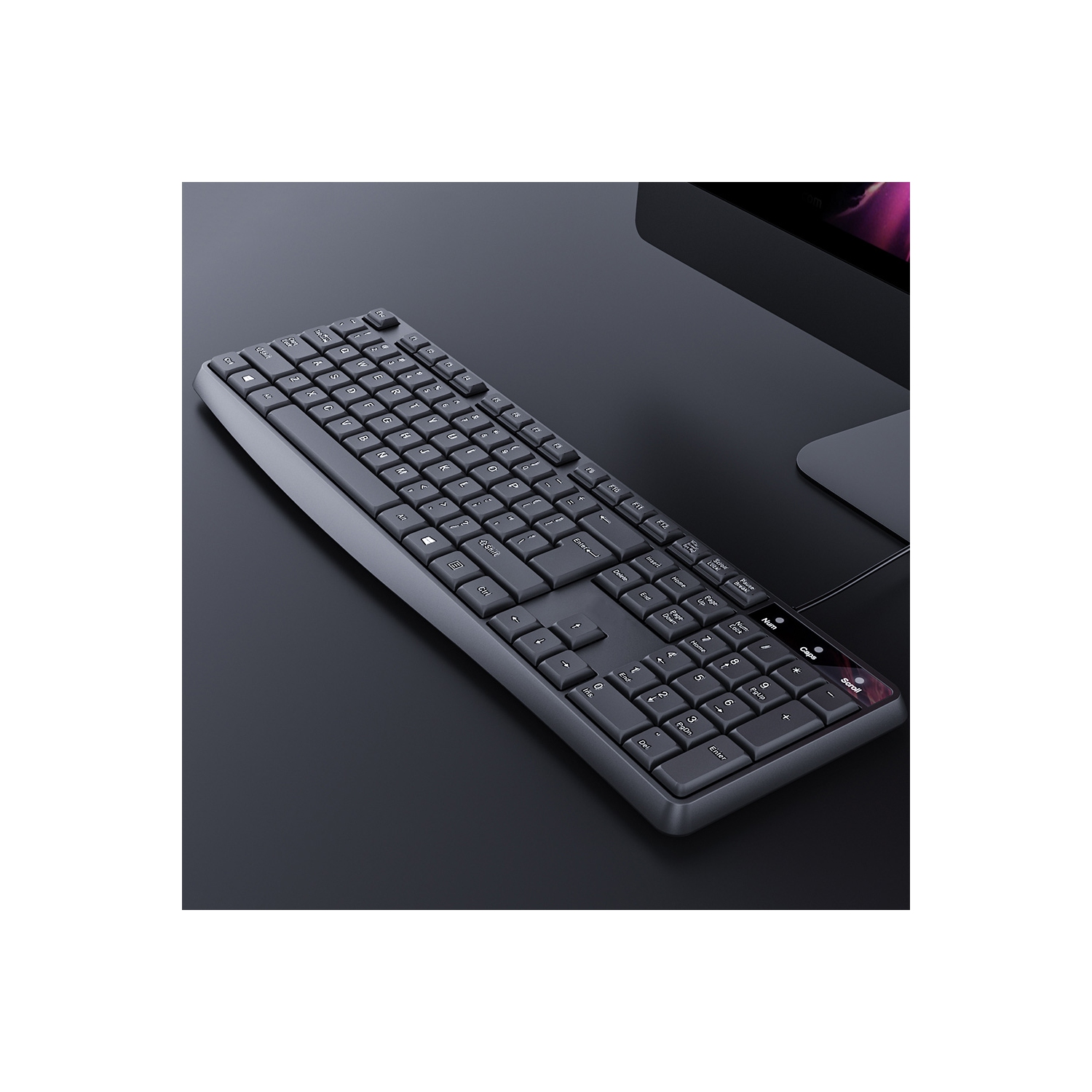 USB Wired Keyboard Full Sized Water Spill Resistant Black - axGear