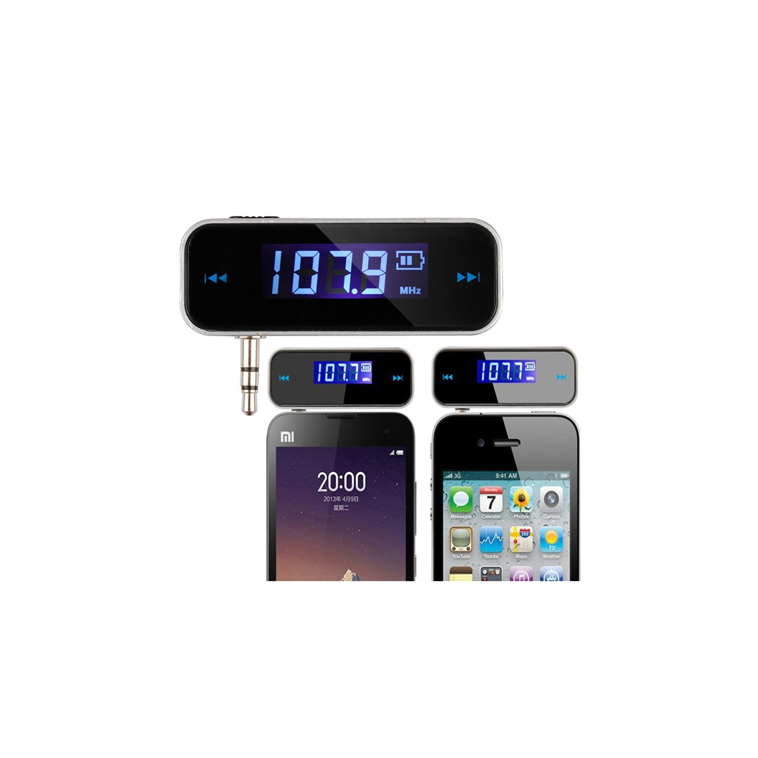 Émetteur FM sans fil 3,5 mm d’axGear pour l’auto aux MP3 MP4 iPod iPhone mains libres