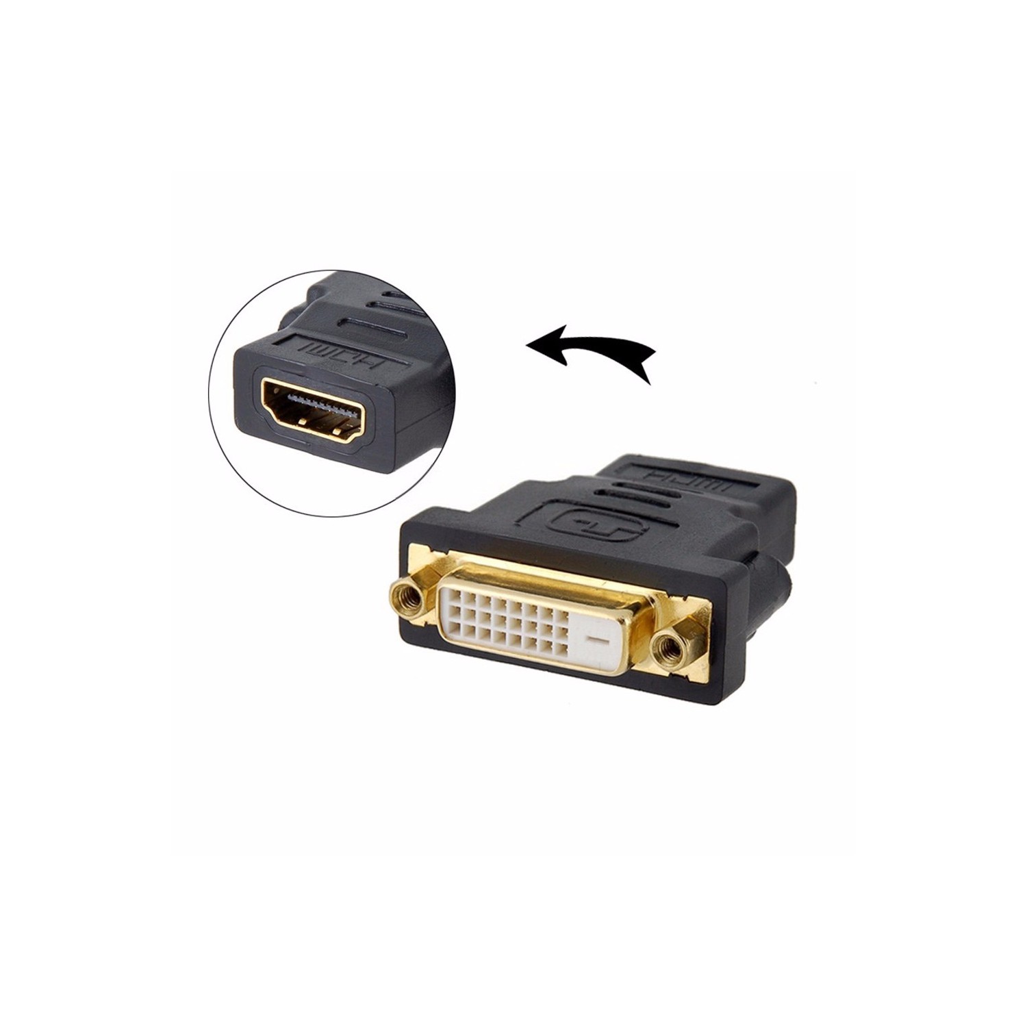 axGear HDMI Female to DVI Female Adapter HDMI to DVI-D Dula Link 24+1 F/F Converter