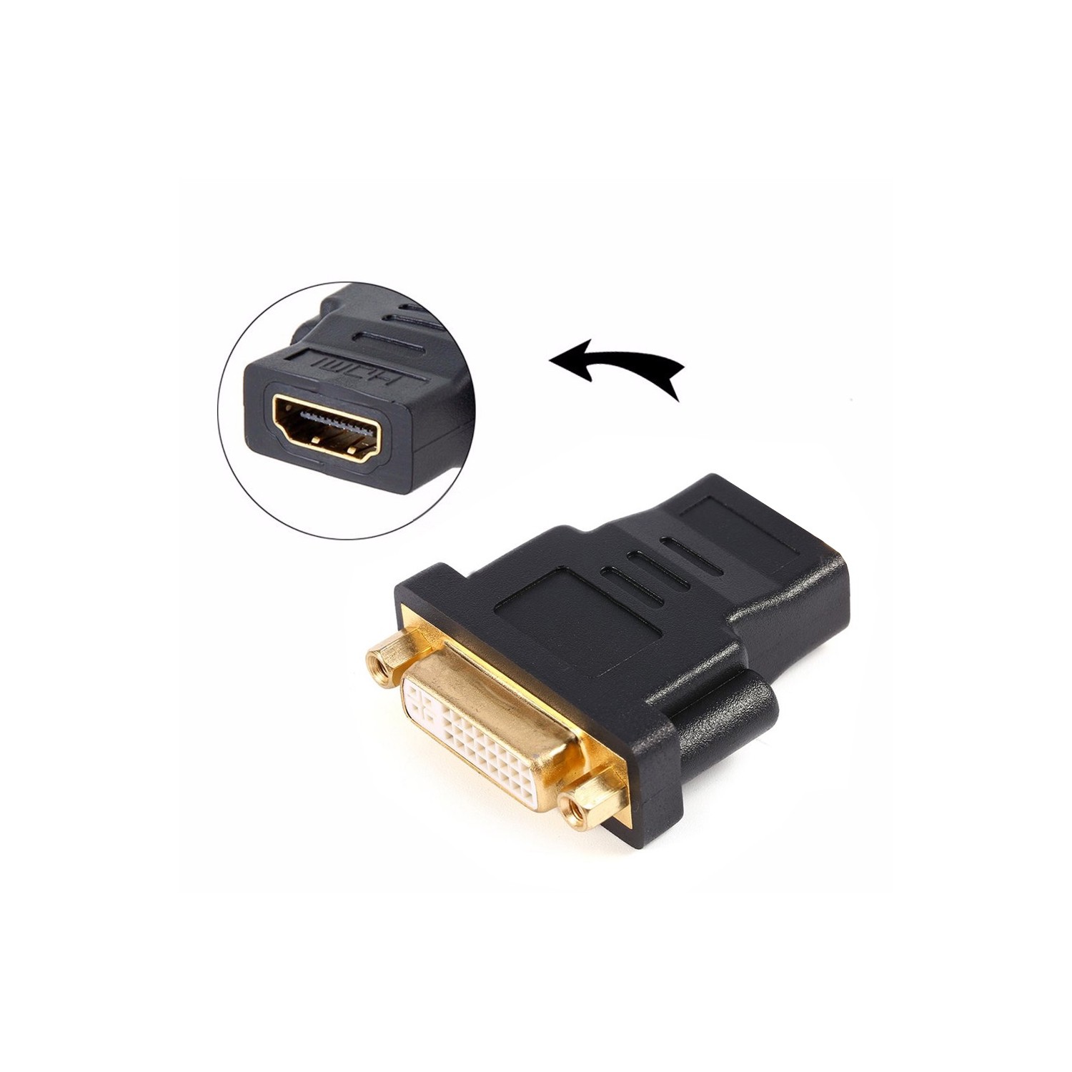 axGear Adaptateur HDMI femelle vers DVI femelle HDMI vers DVI-I Convertisseur Dula Link 24 + 5 F / F