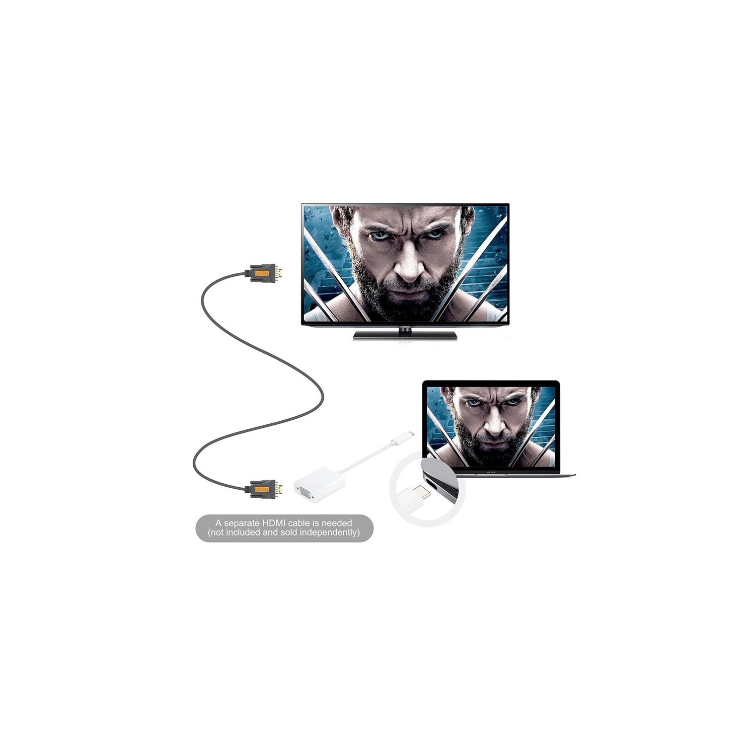 Adaptateur de câble USB-C à VGA USB-C 3.1 Video Converter d’axGear